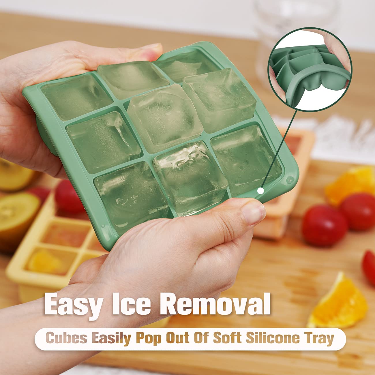 haakaa-baby-food-freezer-tray-with-lid-9-x-1-2-oz-silicone-pea-green image 4