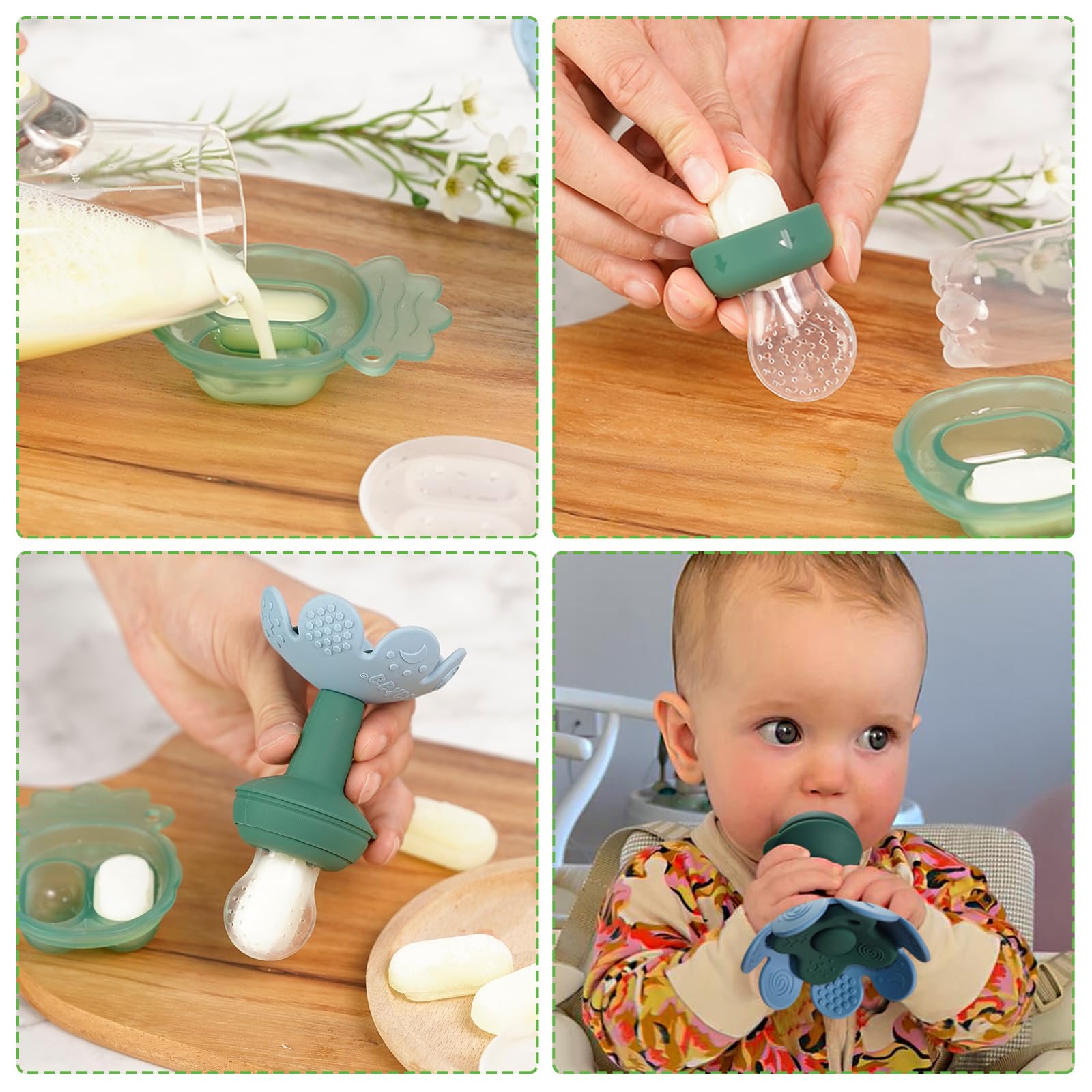 haakaa-flower-baby-fresh-fruit-food-feeder-with-mini-freezer-nibble-tray-skyblue image 2