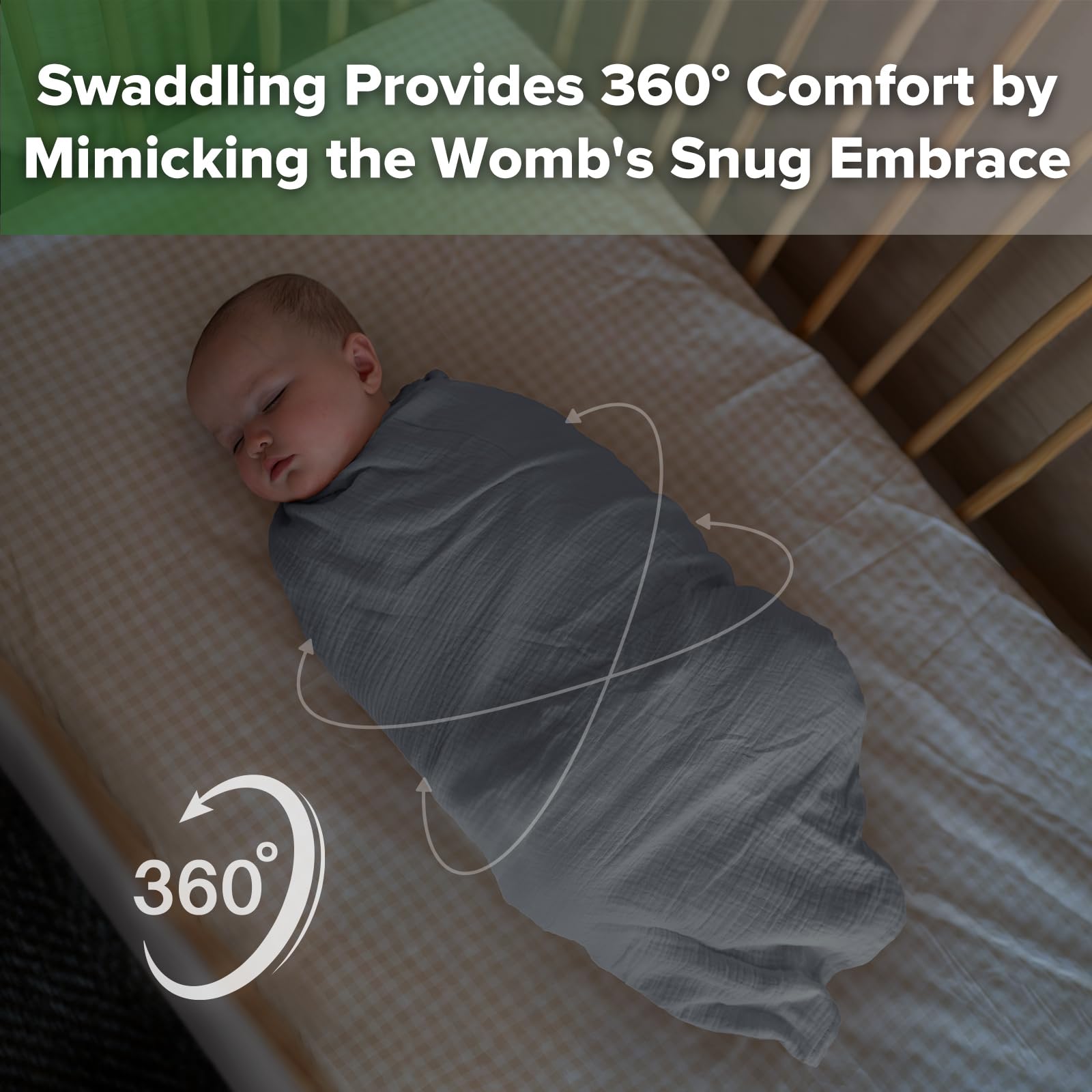 haakaa-muslin-swaddle-blankets-2-pack-100-cotton-double-layer-baby-receiving-bla image 2