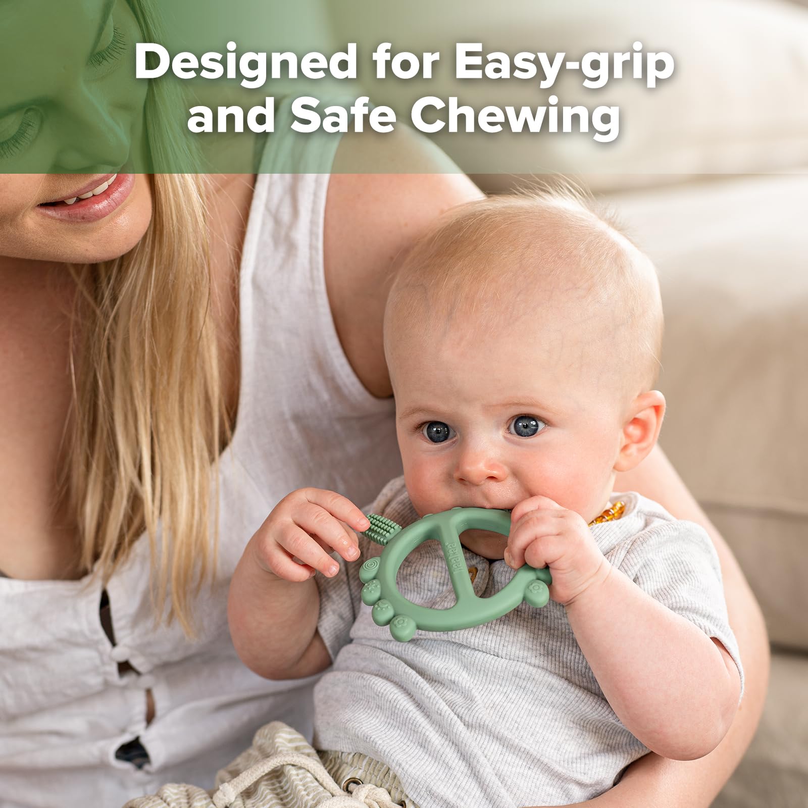 haakaa-silicone-crab-baby-teether-with-360-toothbrush-head-pea-green image 5