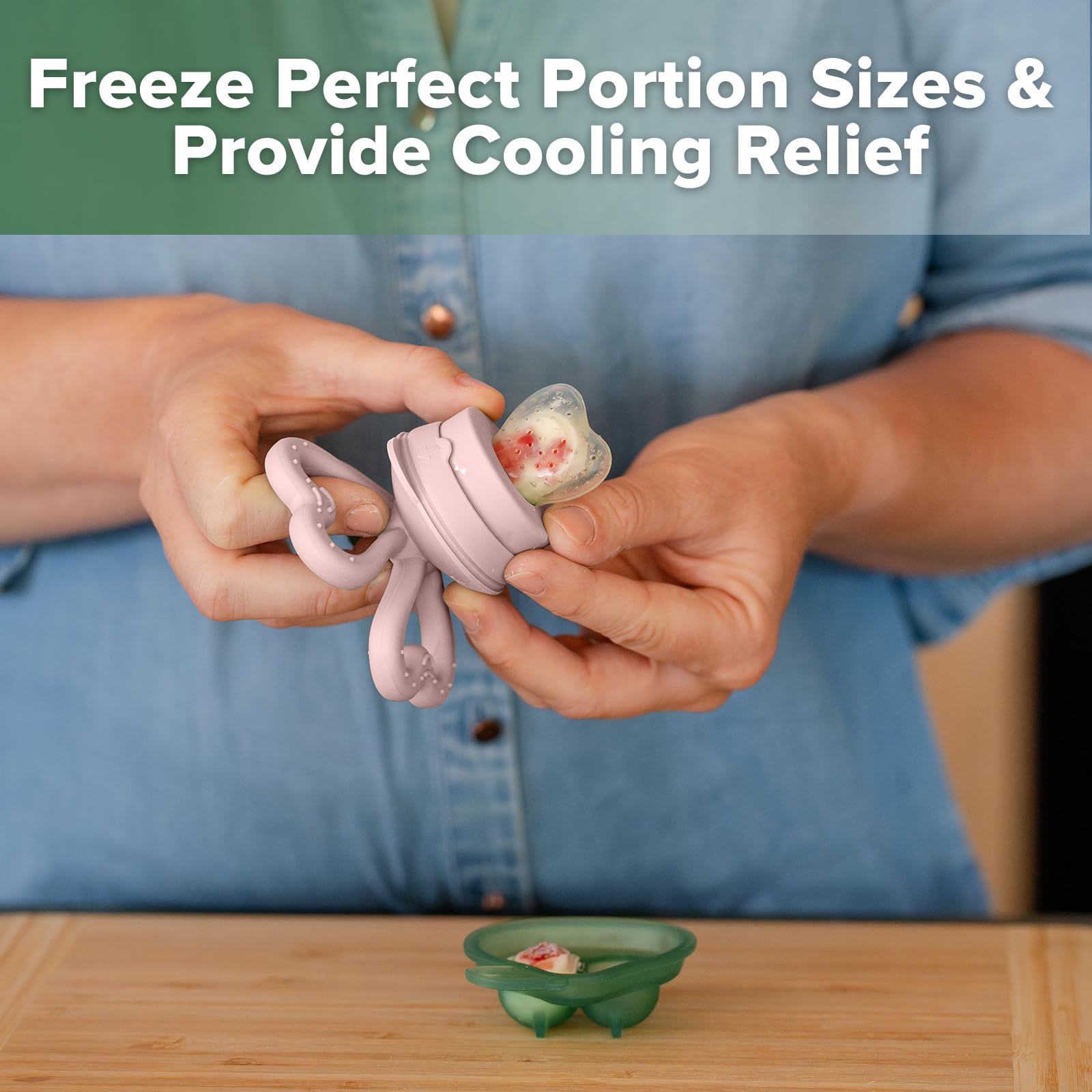 haakaa-clover-baby-fruit-feeder-teether-mini-freezer-nibble-tray-bpa-free-silico image 5