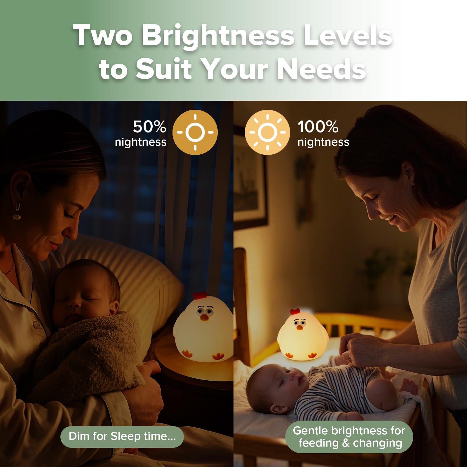 haakaa-baby-night-light-usb-rechargeable-chicken-squishy-lamp-with-2-level-dimma image 3