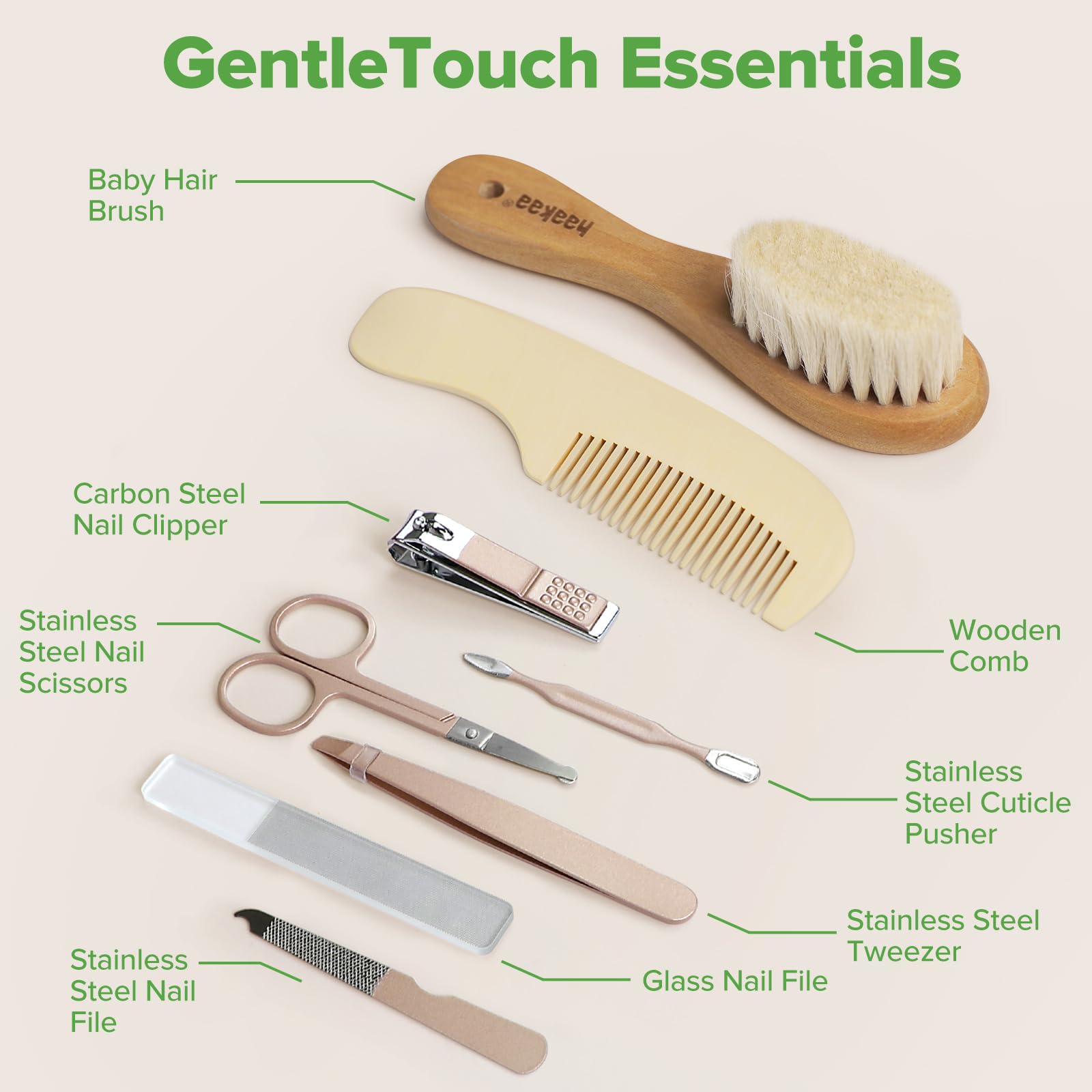 haakaa-baby-hair-brush-and-comb-set-pear-fect-manicure-kit-gentle-grooming-for-n image 4