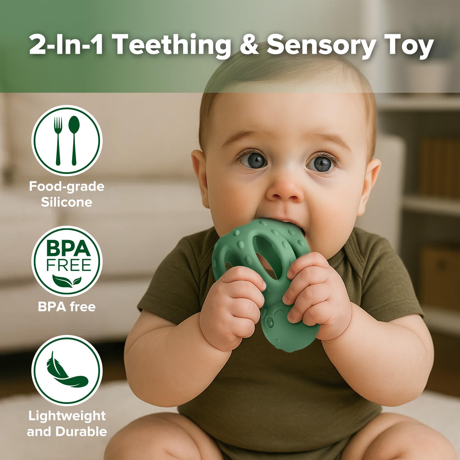 haakaa-2-in-1-octopus-teething-toy-with-gentle-rattle-soft-silicone-teether-for- image 2