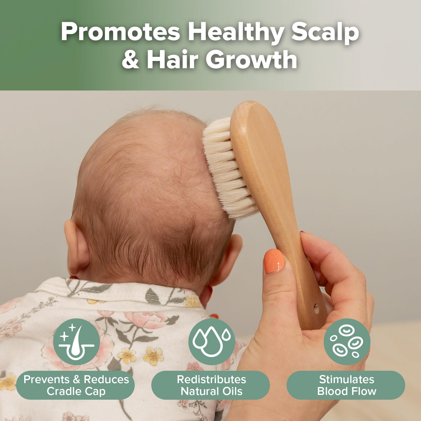 haakaa-wooden-baby-hair-brush-natural-soft-wool-bristles-for-newborns-toddlers-c image 2