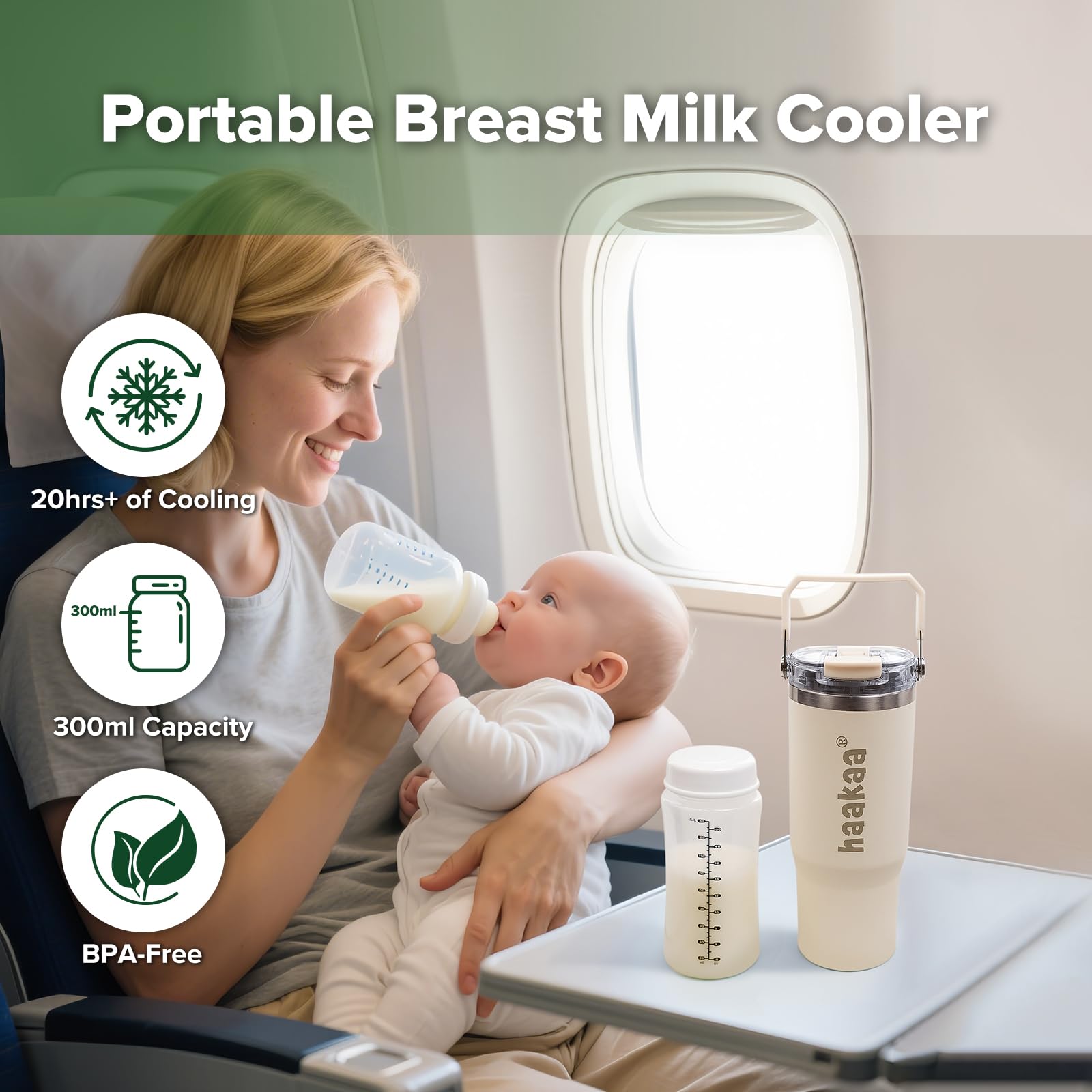 haakaa-portable-breastmilk-cooler-30oz-900ml-with-300ml-bottle-and-duo-lid image 2