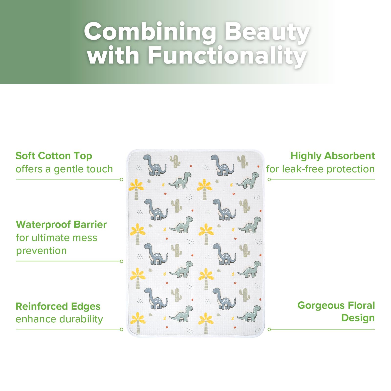 haakaa-waterproof-changing-pad-liner-100-cotton-soft-breathable-19-5-x-27-5-dino image 5