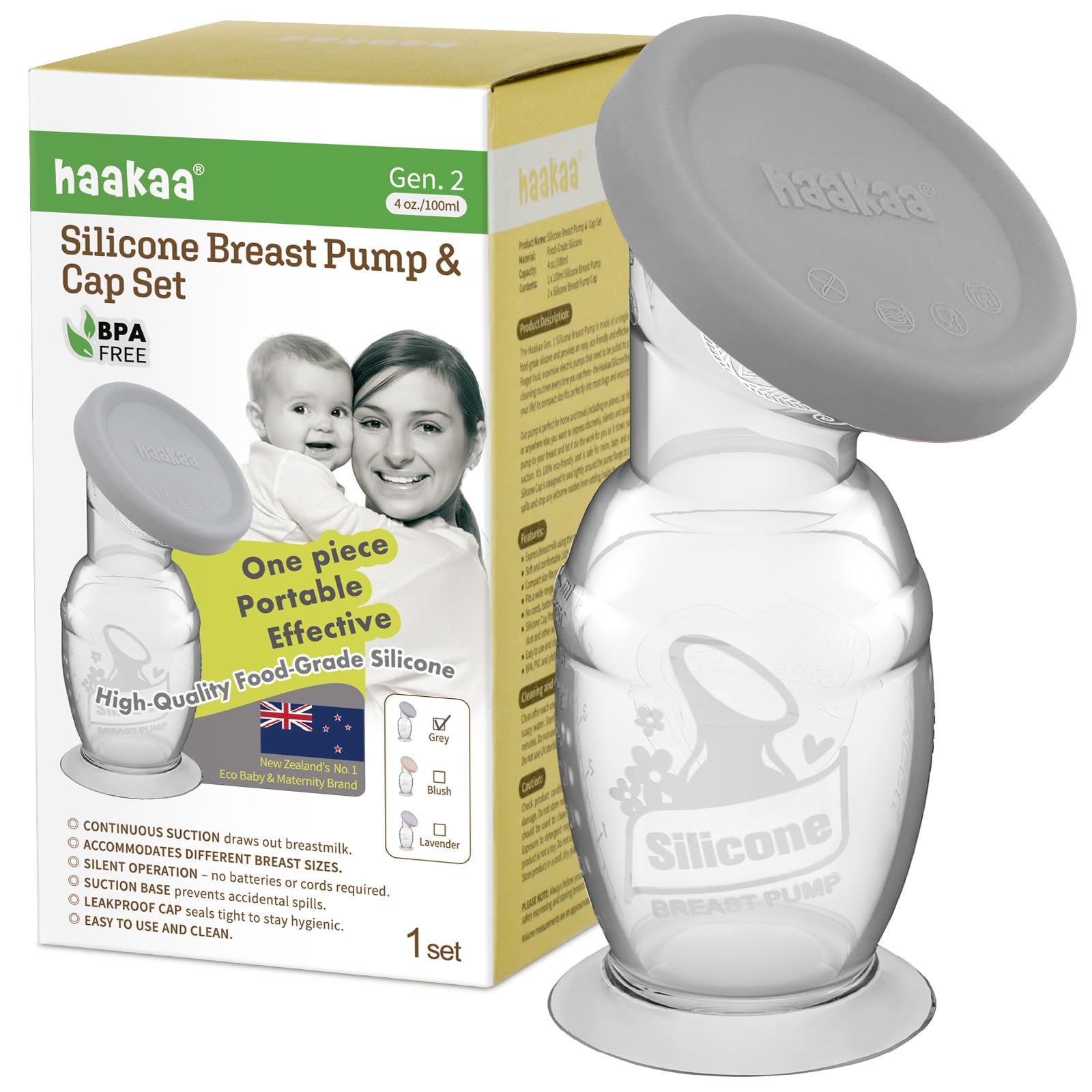 haakaa-manual-breast-pump-with-base-and-lid-4-fl-oz-100ml-gen-2 image 1