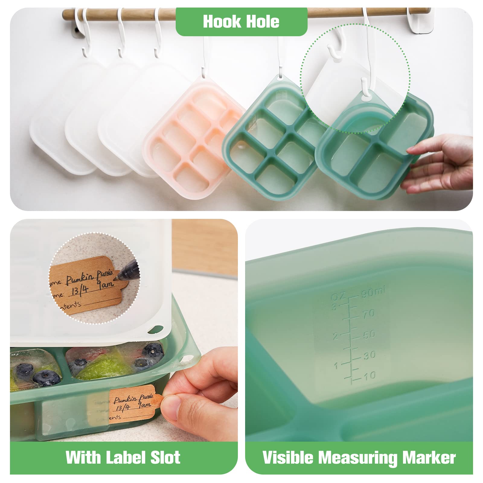 haakaa-silicone-baby-food-freezer-tray-with-lid-8-compartments-1-5-oz-each-pea-g image 6