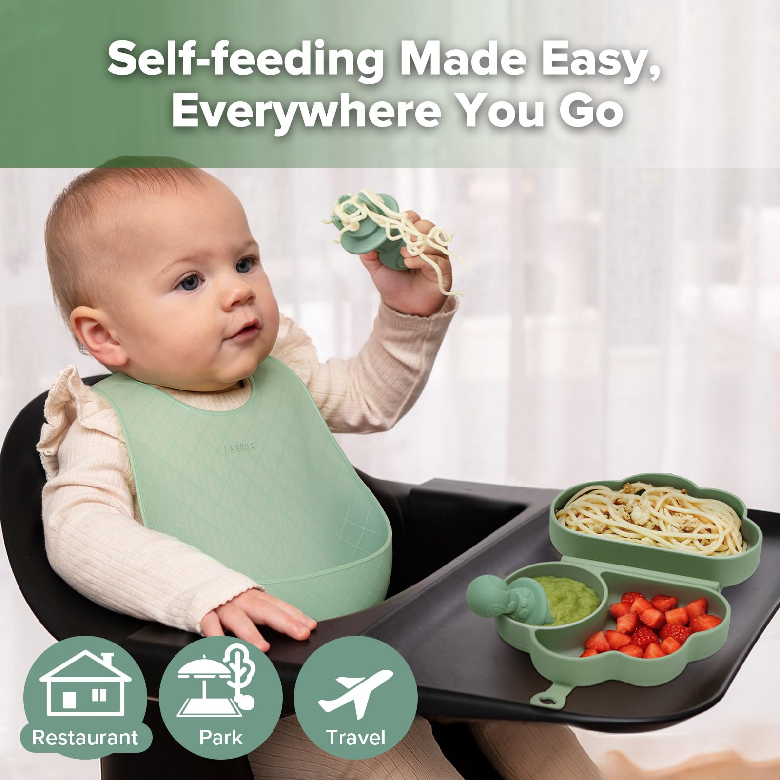 haakaa-cloud-crew-silicone-travel-baby-feeding-set-foldable-suction-plate-bib-sp image 2