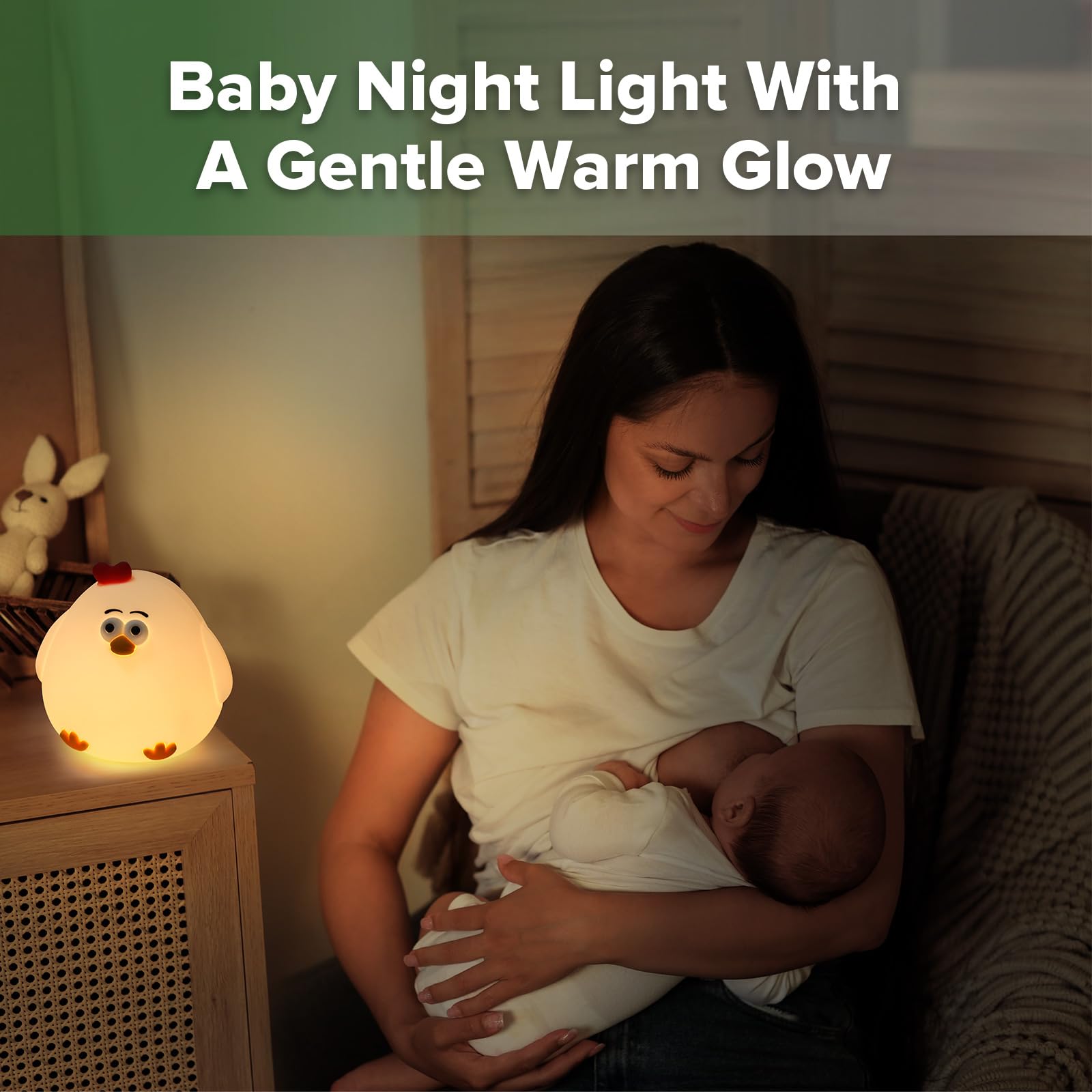 haakaa-baby-night-light-usb-rechargeable-chicken-squishy-lamp-with-2-level-dimma image 2