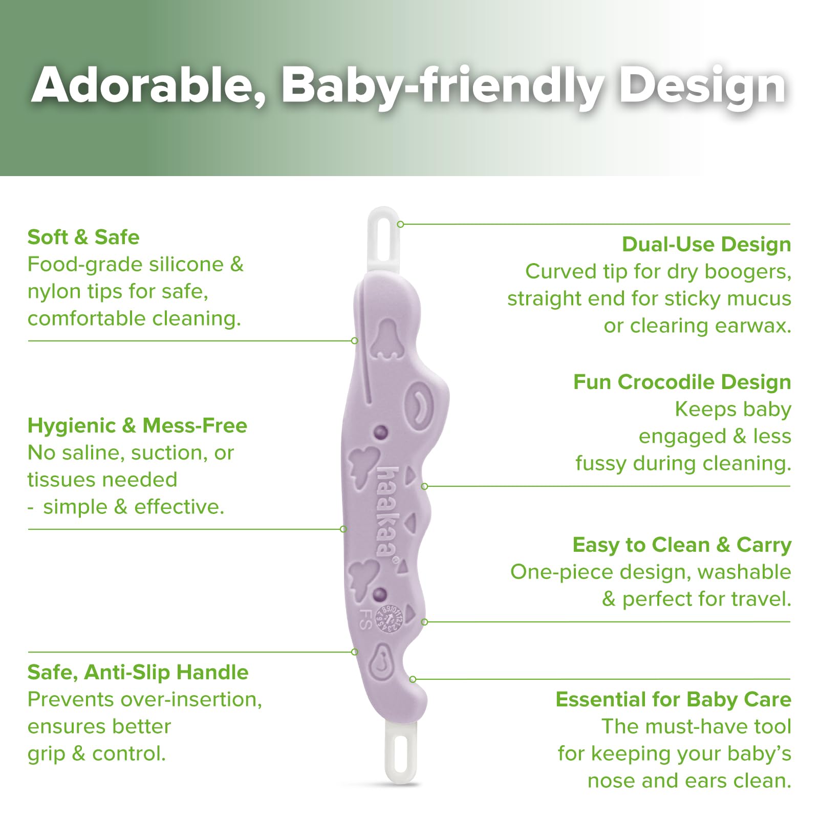 haakaa-crocodile-baby-nose-cleaner-ear-wax-removal-tool-dual-ended-silicone-lave image 4