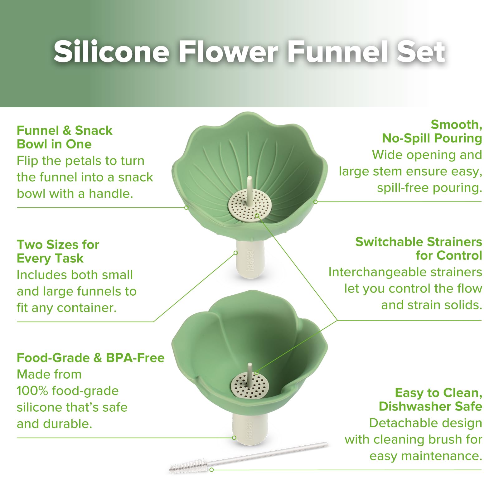 haakaa-silicone-flower-funnel-set-2-piece-kitchen-funnel-with-snack-bowl-design- image 5