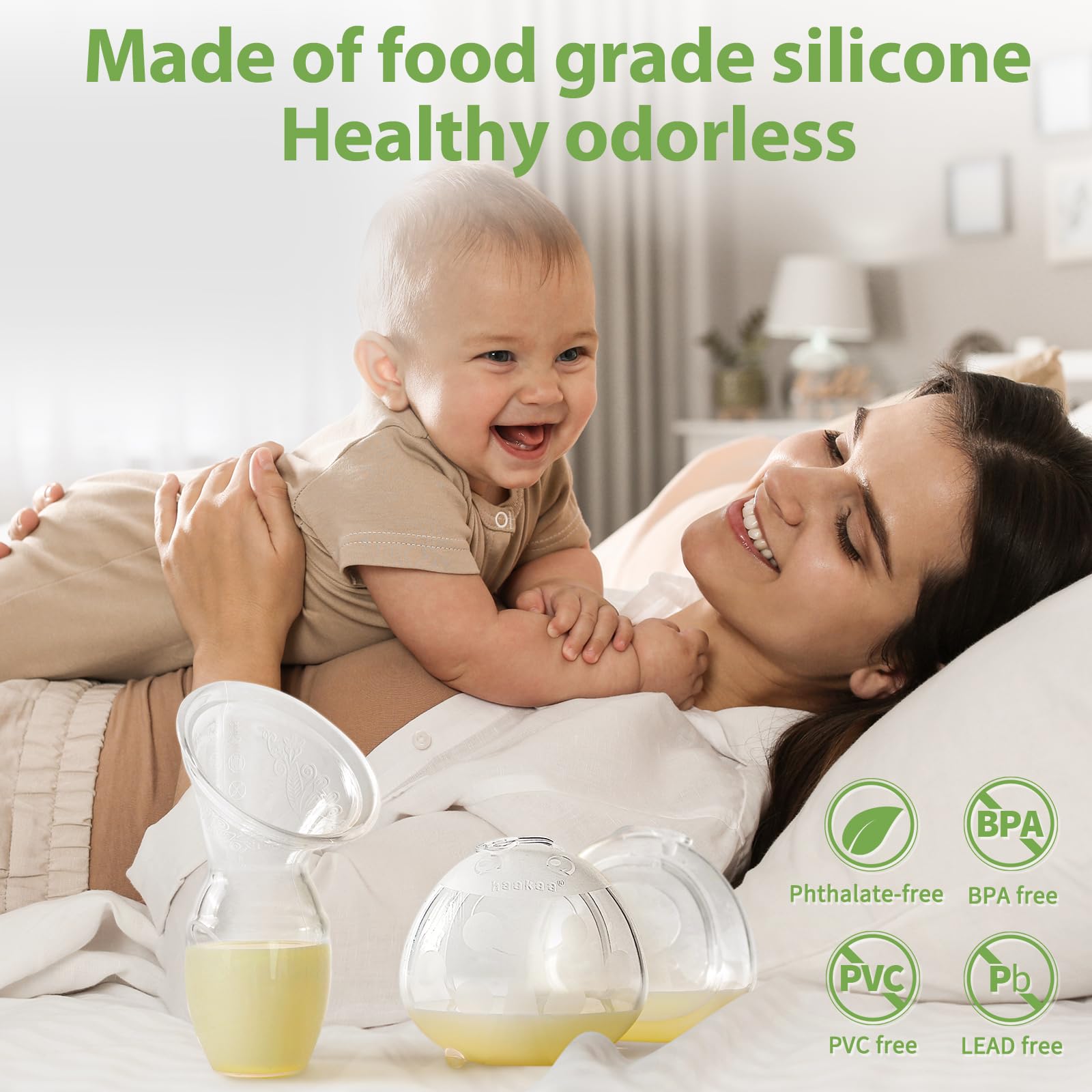 haakaa-manual-breast-pump-4oz-ladybug-milk-collector-2-5oz-combo-food-grade-sili image 2