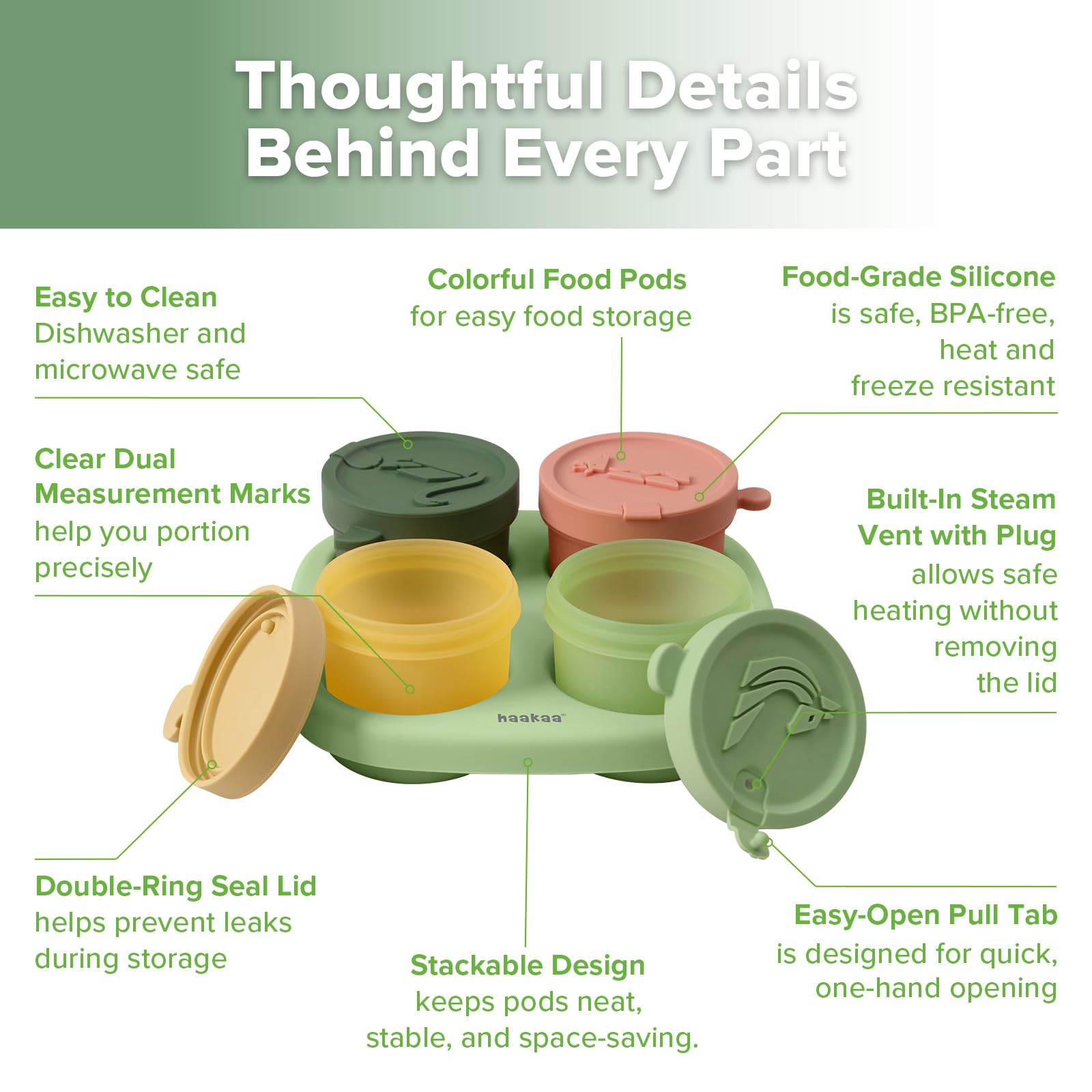 haakaa-silicone-baby-food-containers-with-animal-lids-and-tray-4-oz-120-ml-4-pac image 5