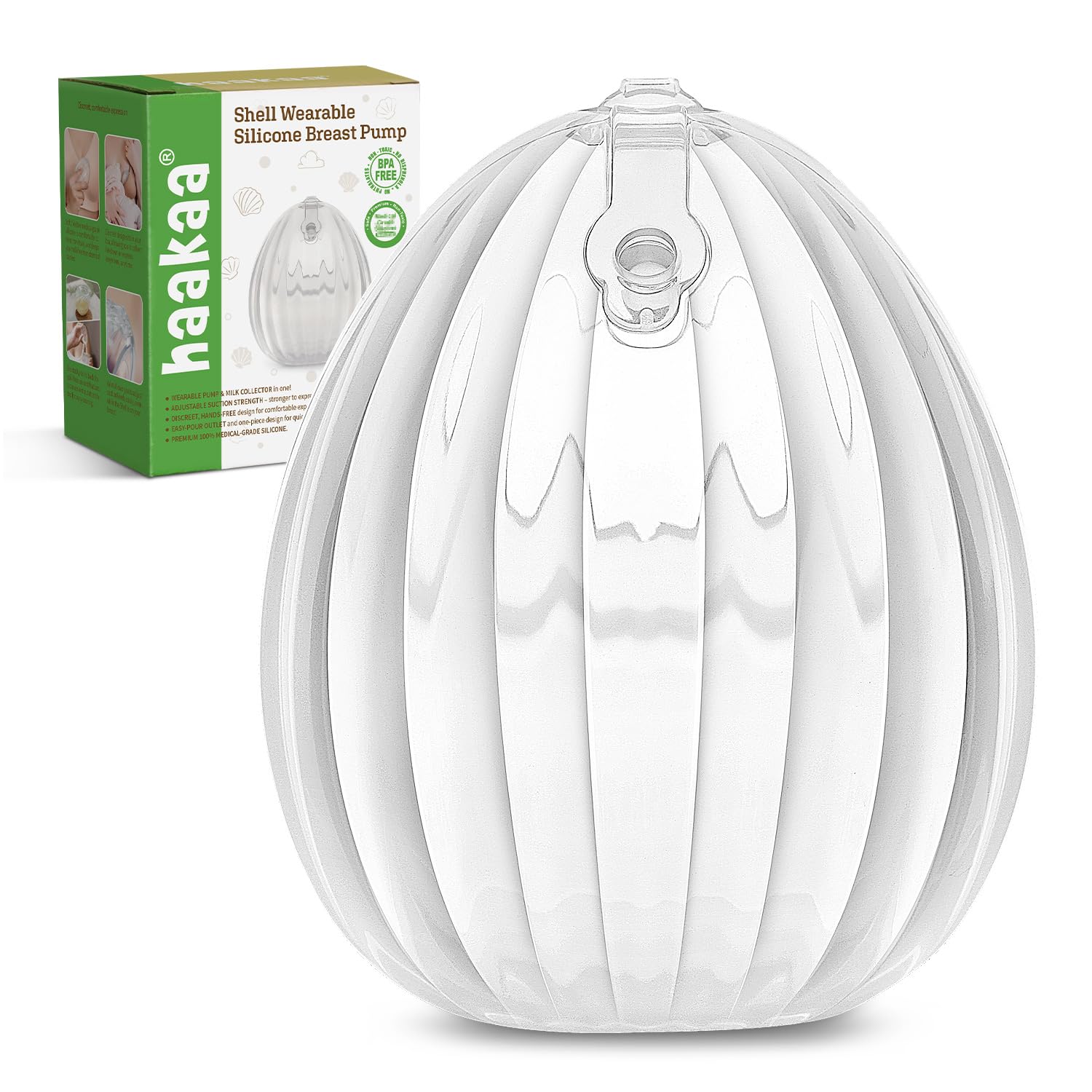 haakaa-shell-wearable-silicone-breast-pump-4oz-120ml-hands-free-passive-milk-col image 1