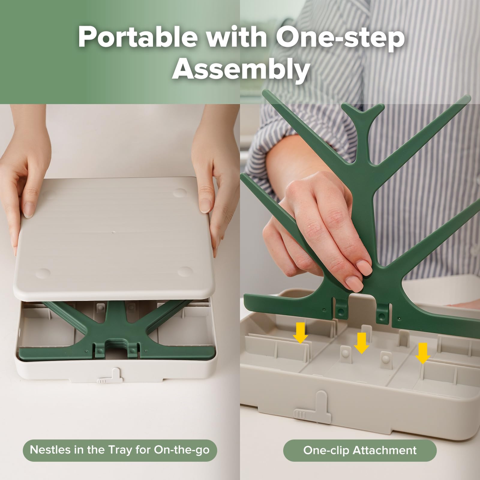 haakaa-portable-baby-bottle-drying-rack-with-tray-foldable-green image 3