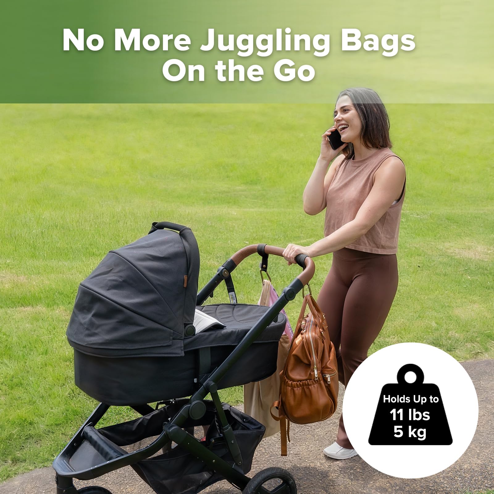 haakaa-universal-stroller-hooks-for-bags-2-pack-black image 2