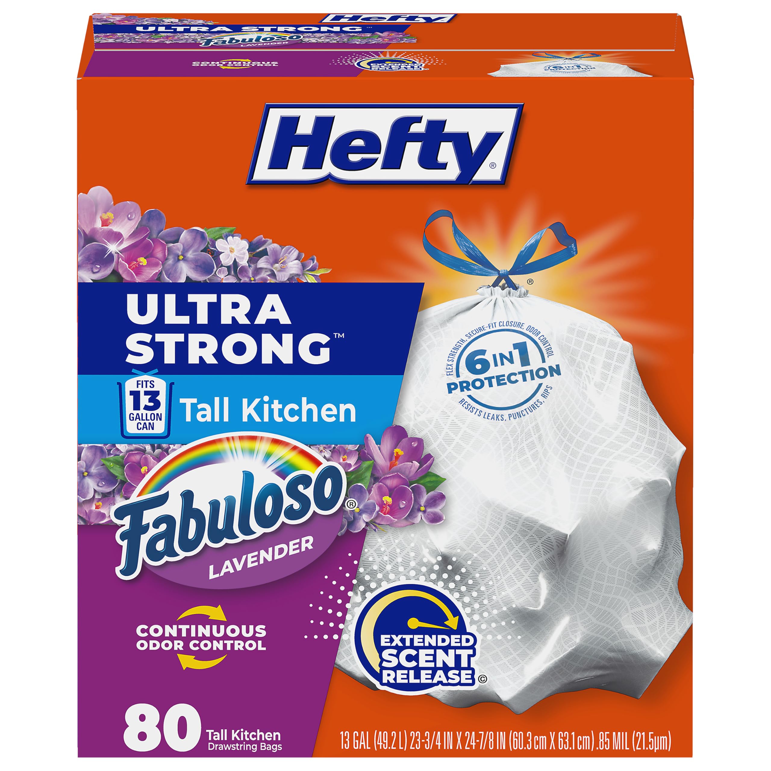 hefty-ultra-strong-13-gallon-trash-bags-fabuloso-lavender-scent-80-count image 1