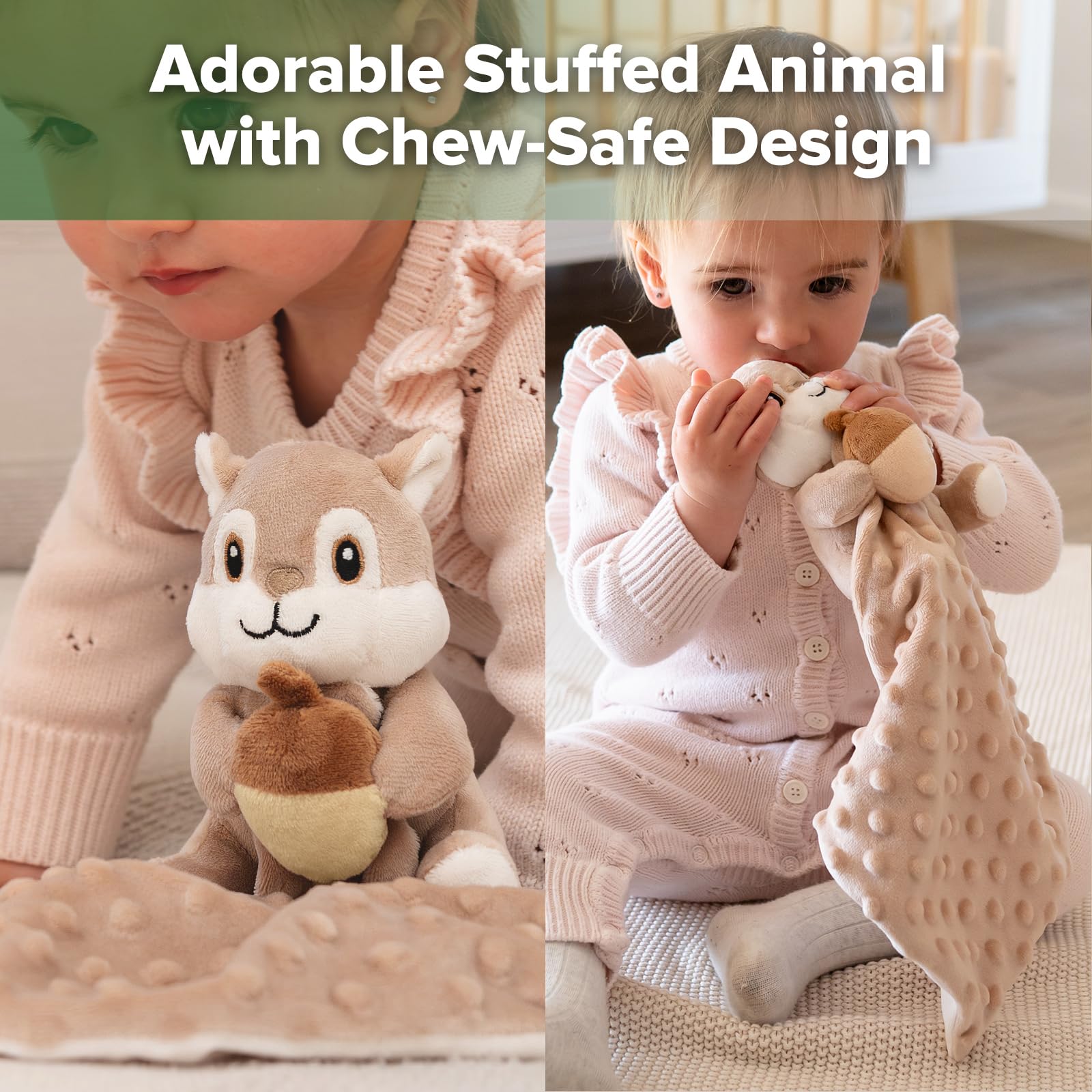 haakaa-squirrel-security-blanket-ultra-soft-minky-lovey-for-babies-with-pacifier image 5