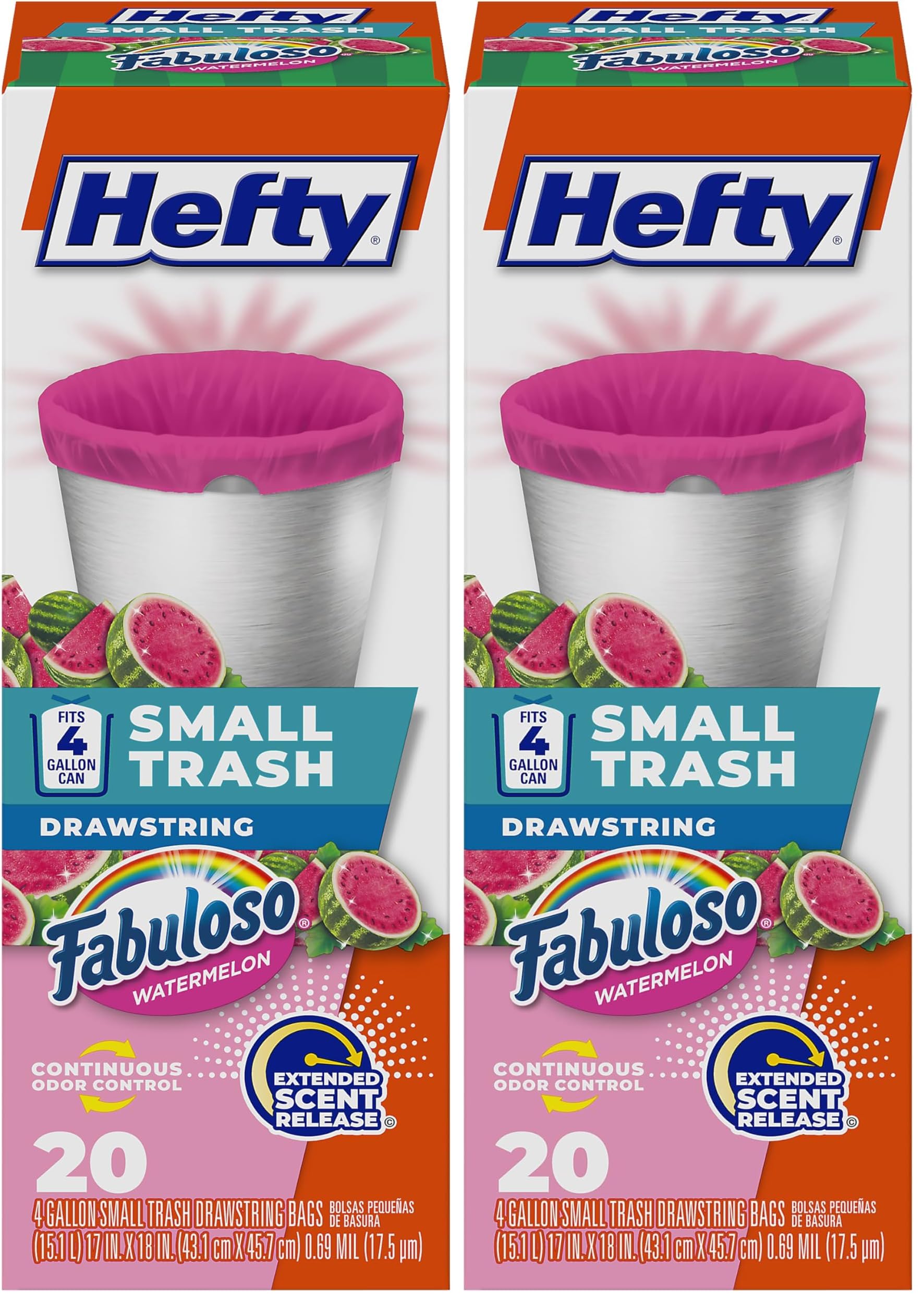 hefty-4-gallon-small-trash-bags-pink-fabuloso-watermelon-scent-20-count-drawstri image 7