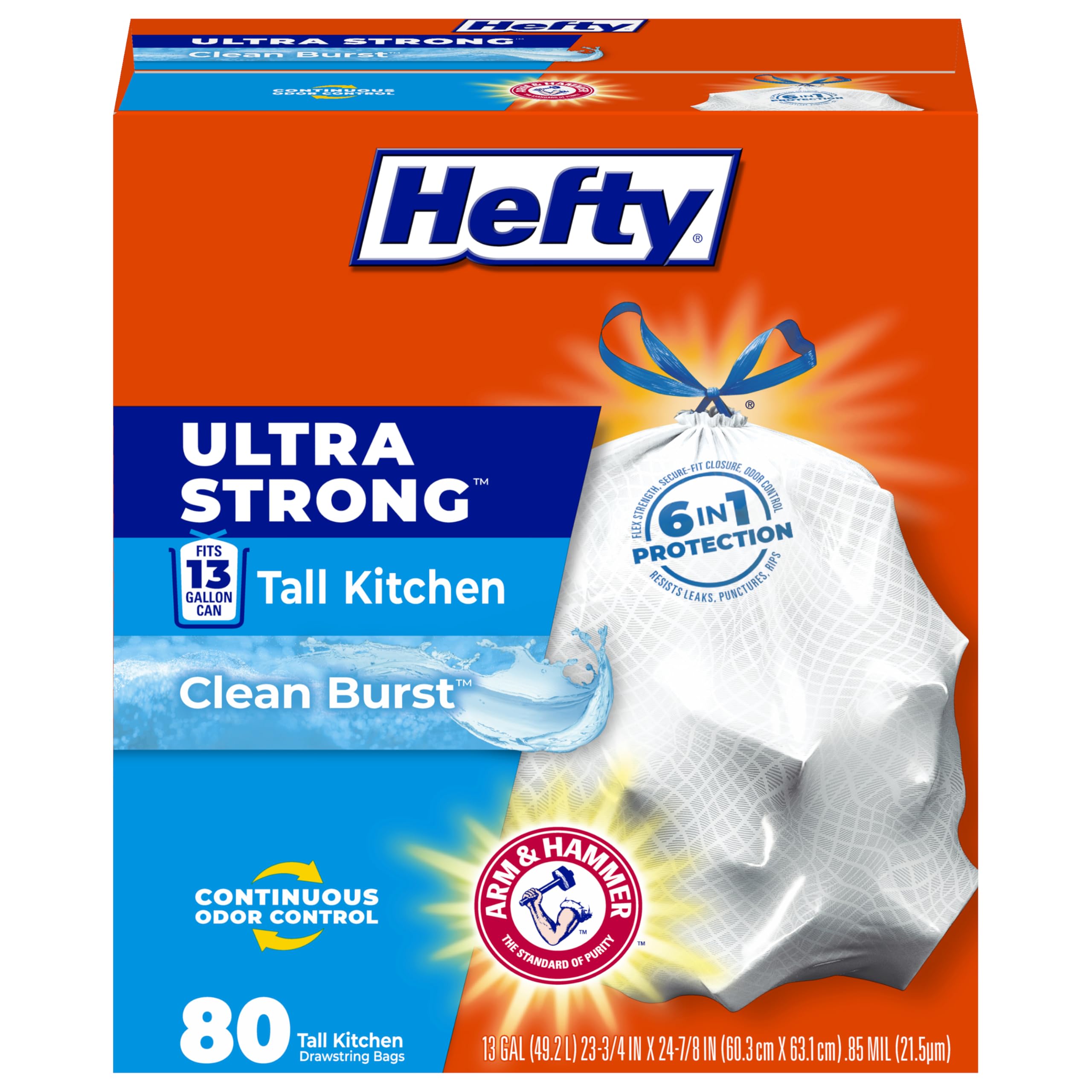 hefty-ultra-strong-13-gallon-trash-bags-tall-kitchen-clean-burst-scent-80-count image 1
