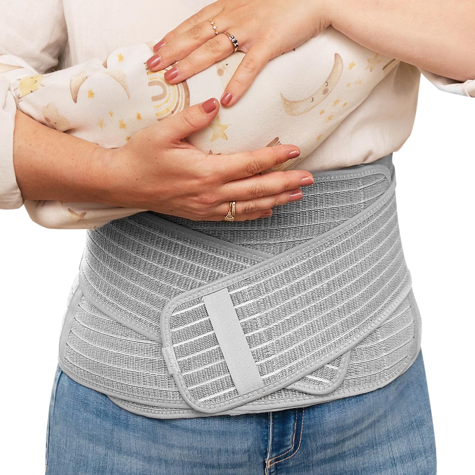 haakaa-postpartum-belly-band-abdominal-binder-with-adjustable-support-for-natura image 1