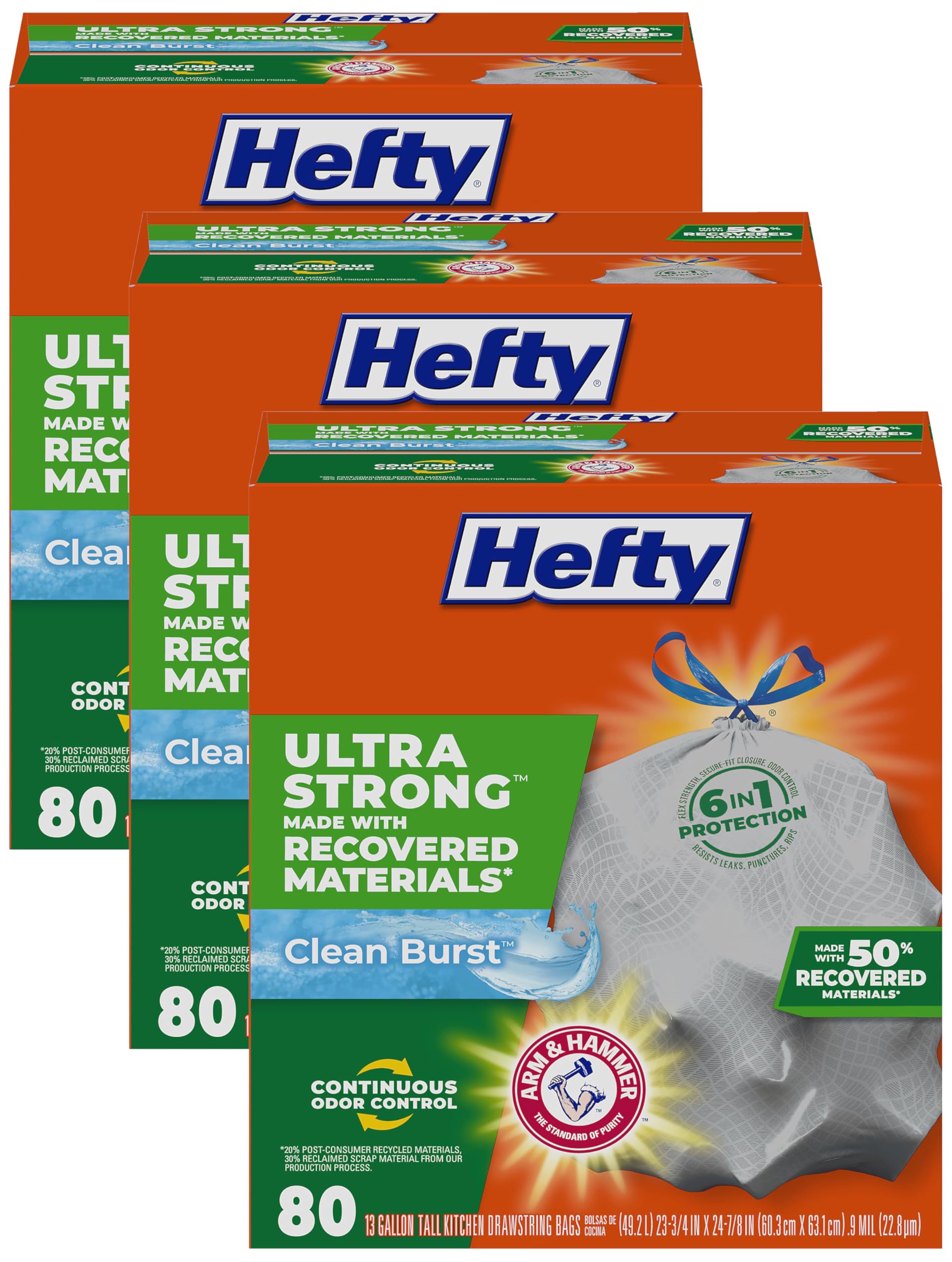 hefty-ultra-strong-tall-kitchen-trash-bags-13-gallon-gray-clean-burst-40-count image 7