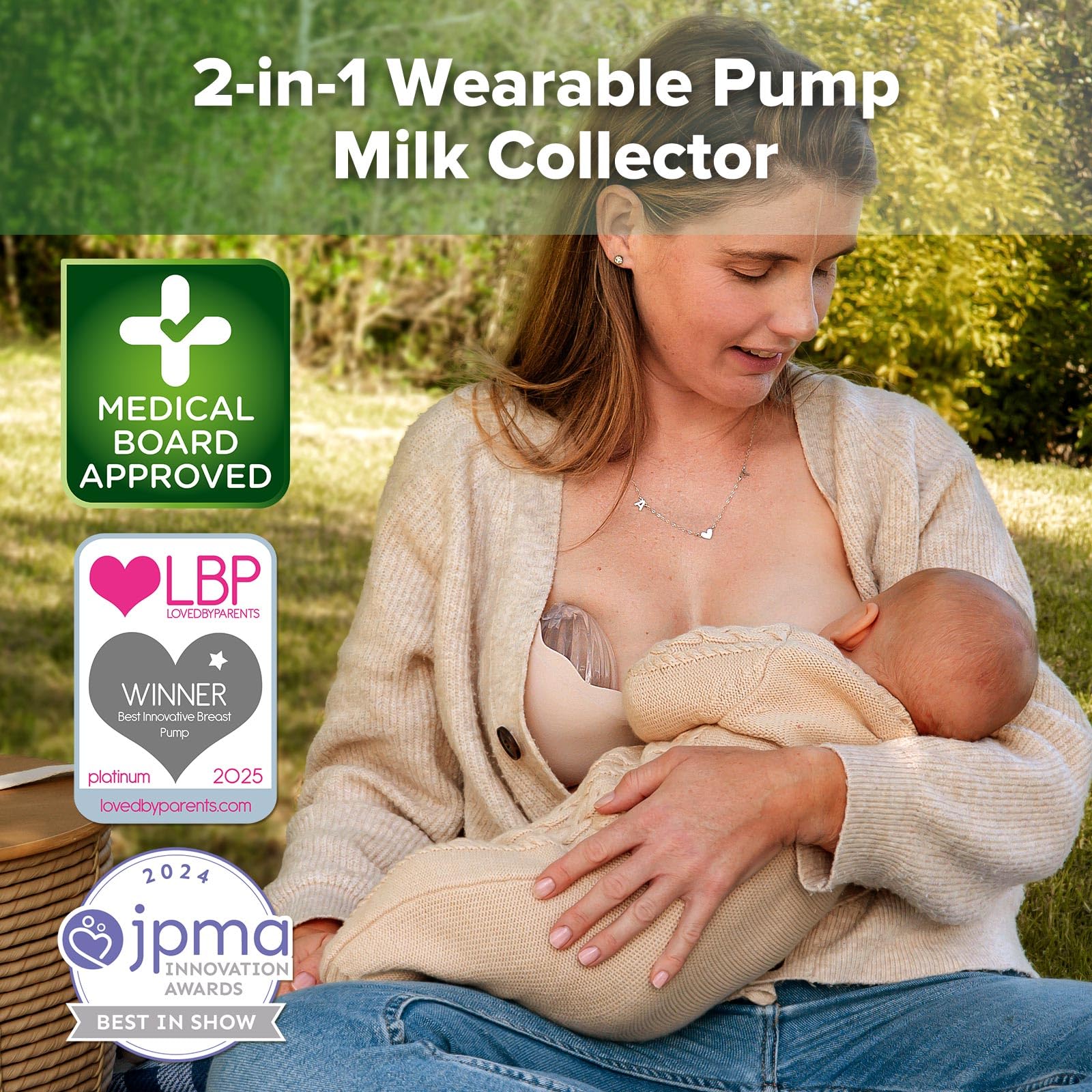 haakaa-shell-wearable-breast-pump-2-pack-120ml-each-hands-free-silicone-milk-col image 2