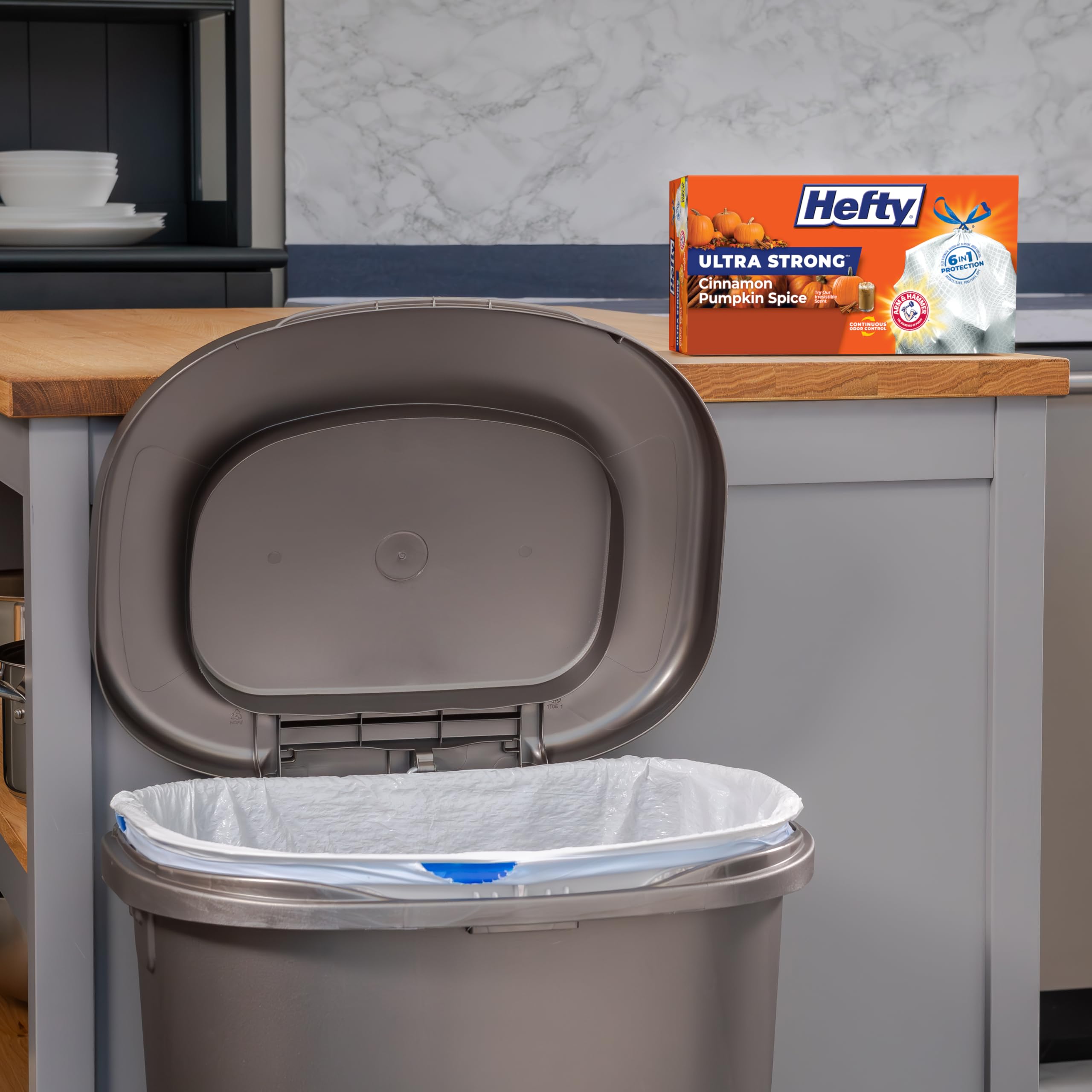 hefty-ultra-strong-13-gallon-tall-kitchen-trash-bags-drawstring-cinnamon-pumpkin image 2