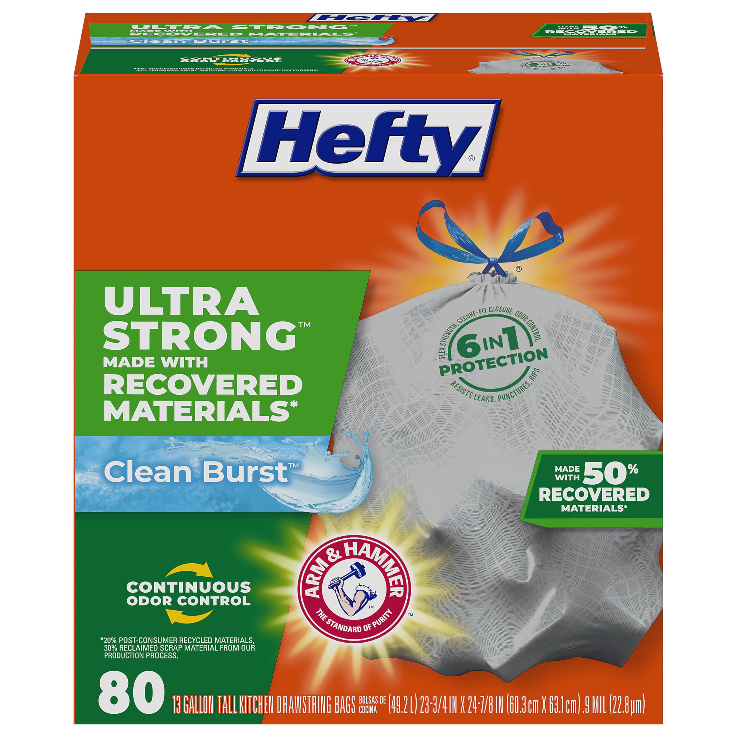 hefty-ultra-strong-tall-kitchen-trash-bags-13-gallon-gray-clean-burst-40-count image 8