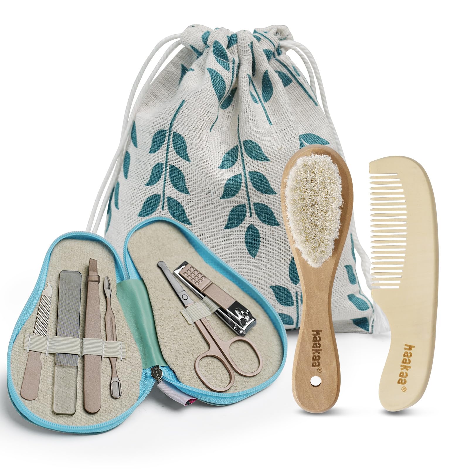 haakaa-baby-hair-brush-and-comb-set-pear-fect-manicure-kit-gentle-grooming-for-n image 1