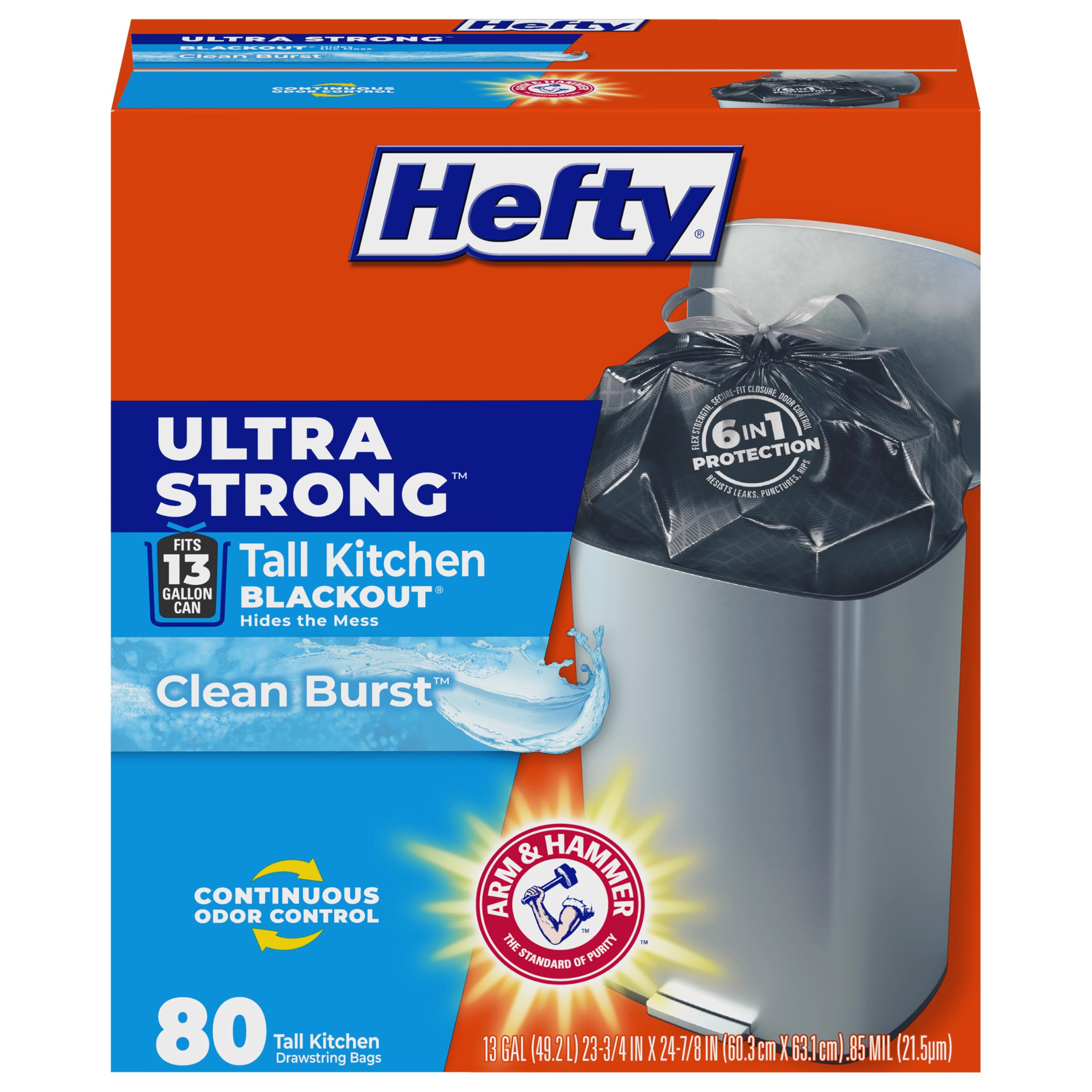 hefty-ultra-strong-13-gallon-tall-kitchen-trash-bags-blackout-clean-burst-scent- image 1