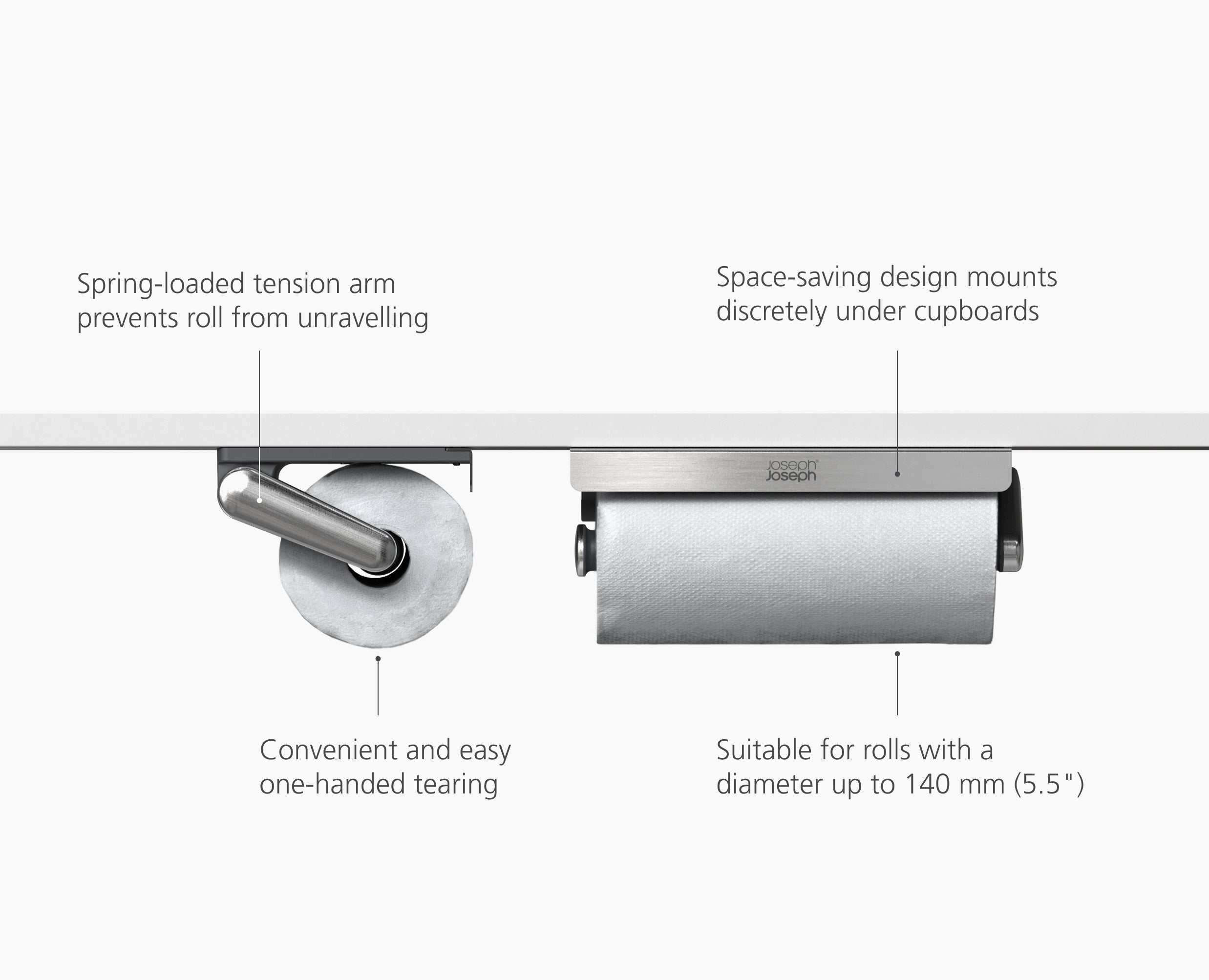 joseph-joseph-rollgrip-under-shelf-stainless-steel-kitchen-roll-holder image 6
