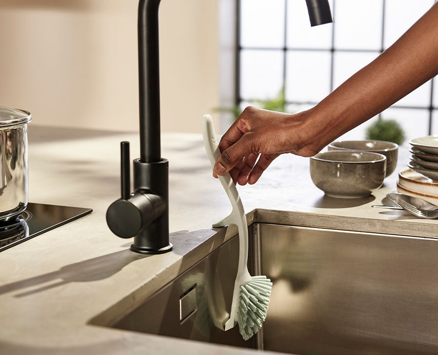 joseph-joseph-edge-grey-washing-up-brush-with-integrated-sink-rest image 2