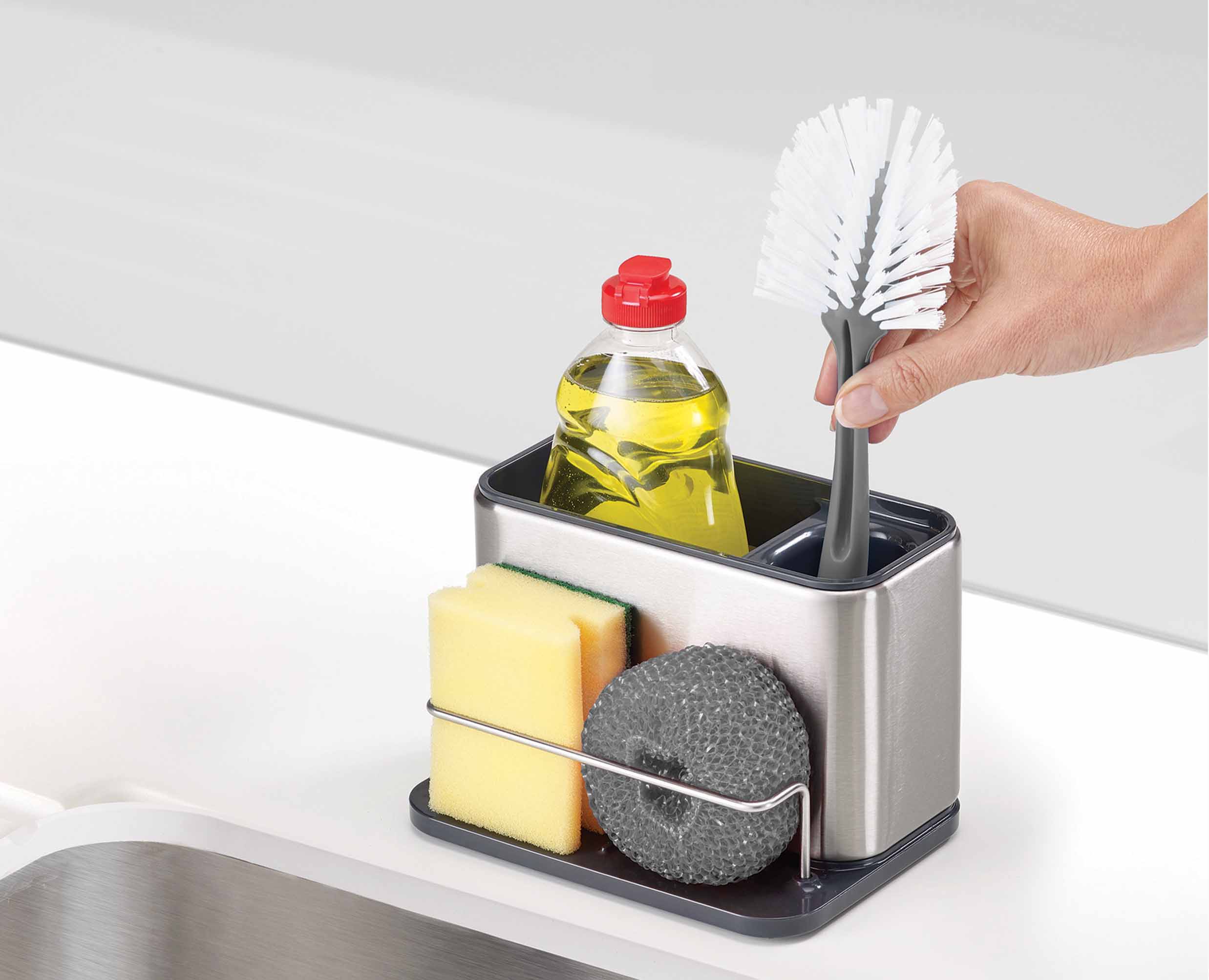 joseph-joseph-surface-stainless-steel-large-sink-tidy-organizer-with-brush-bottl image 3