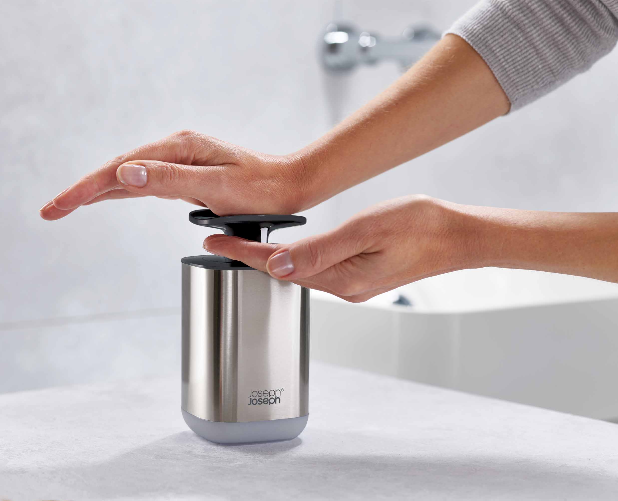 joseph-joseph-presto-steel-grey-hygienic-soap-dispenser-350ml image 3
