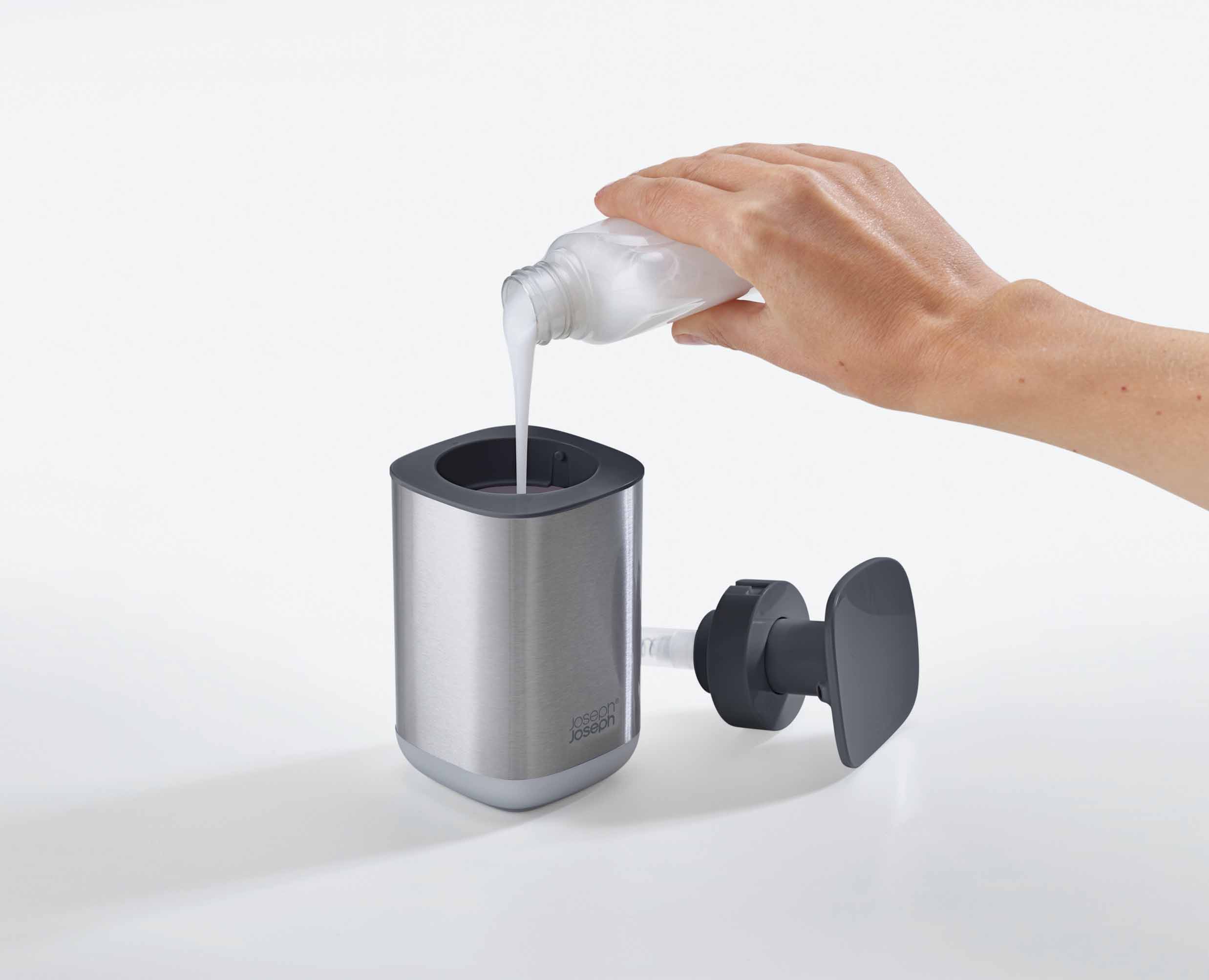 joseph-joseph-presto-steel-grey-hygienic-soap-dispenser-350ml image 5