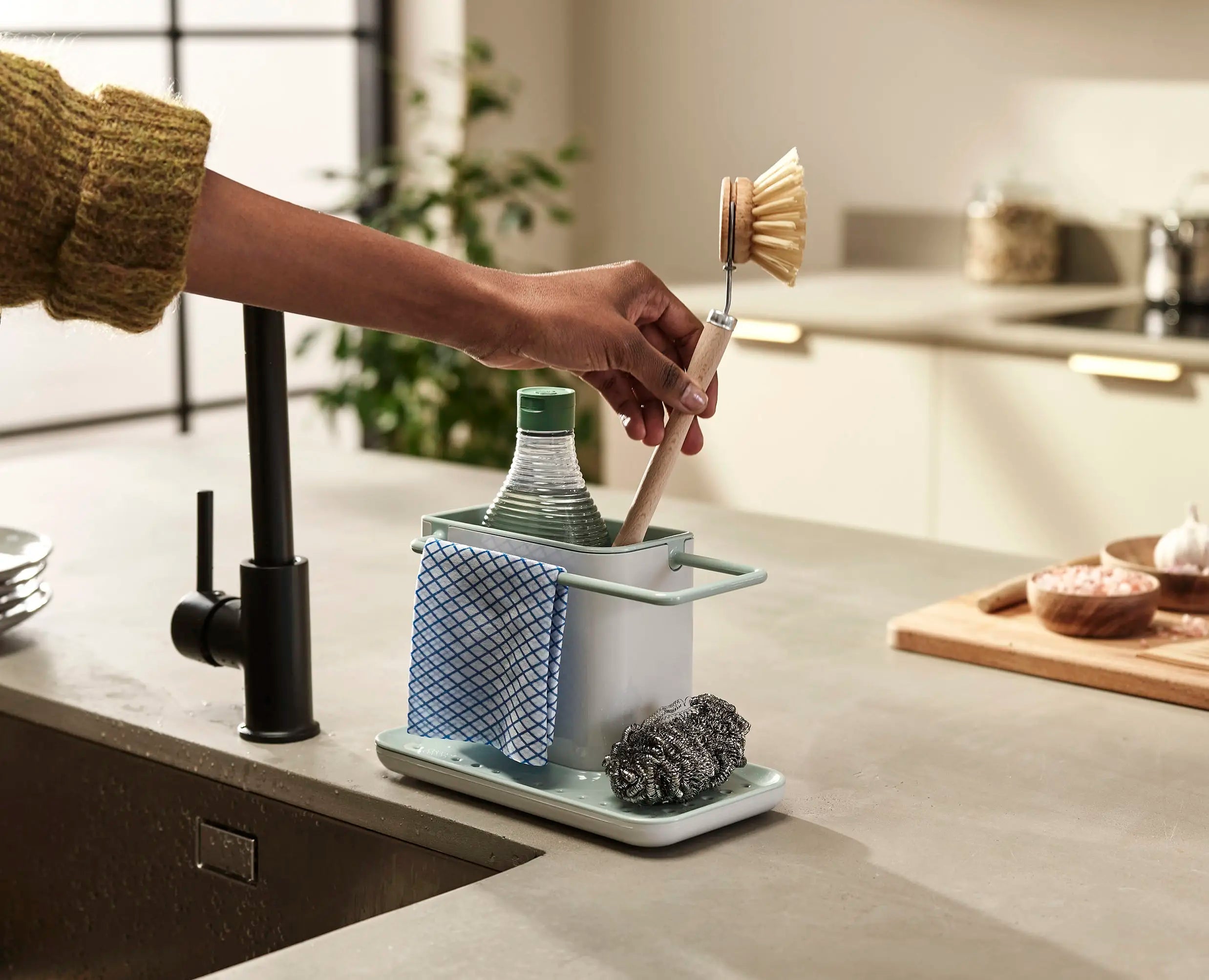 joseph-joseph-caddy-stone-green-kitchen-sink-organiser image 3