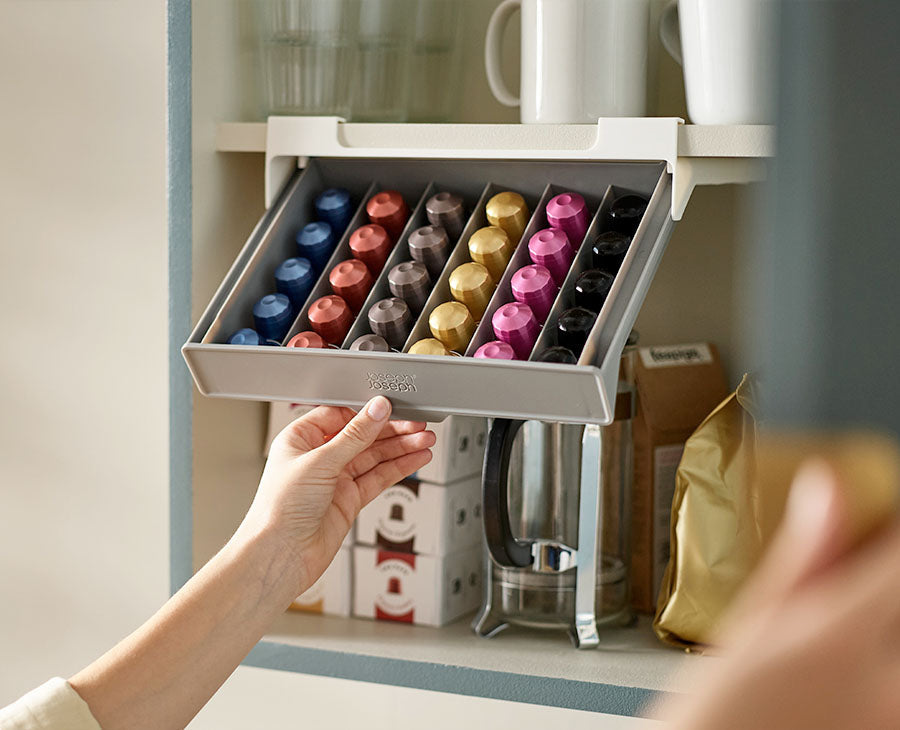 joseph-joseph-cupboardstore-grey-under-shelf-coffee-pod-drawer image 2