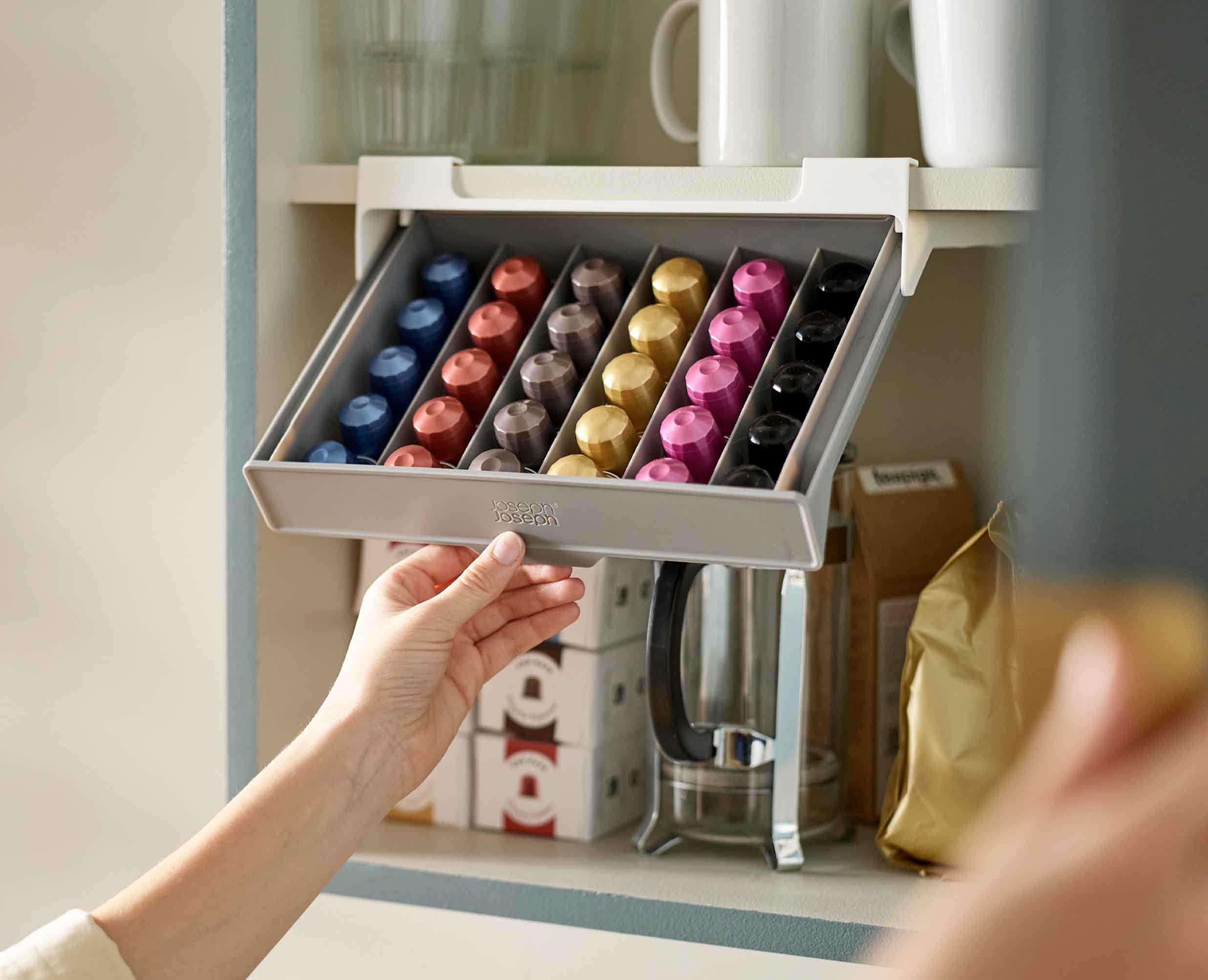 joseph-joseph-cupboardstore-grey-under-shelf-coffee-pod-drawer image 3