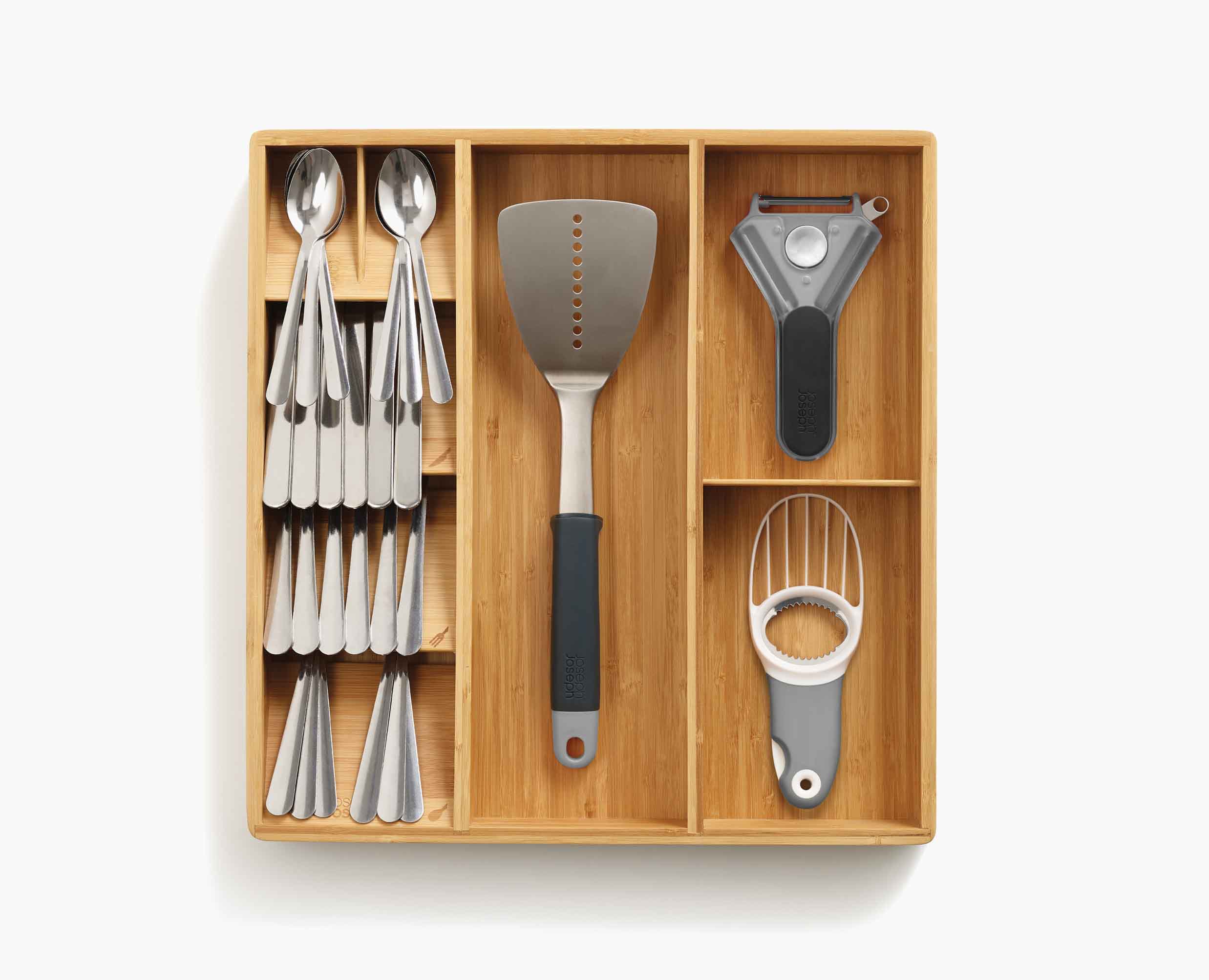 joseph-joseph-drawerstore-bamboo-cutlery-utensil-gadget-organiser-3-inch-minimum image 4