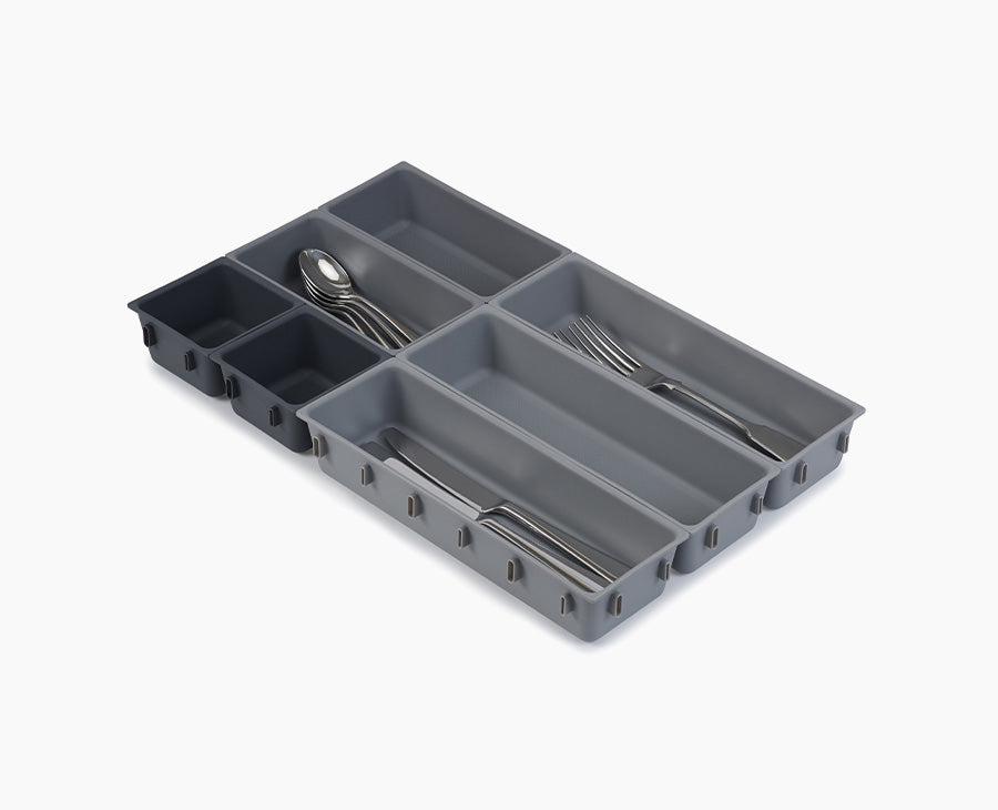 joseph-joseph-blox-7-piece-grey-drawer-organiser-set-modular-clippable image 1