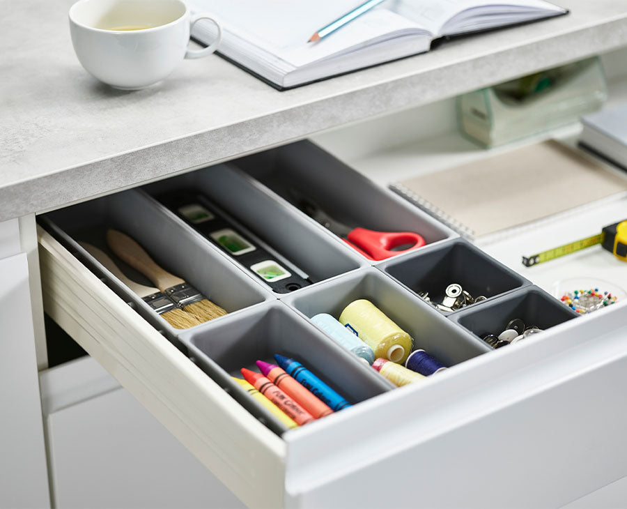 joseph-joseph-blox-7-piece-grey-drawer-organiser-set-modular-clippable image 2