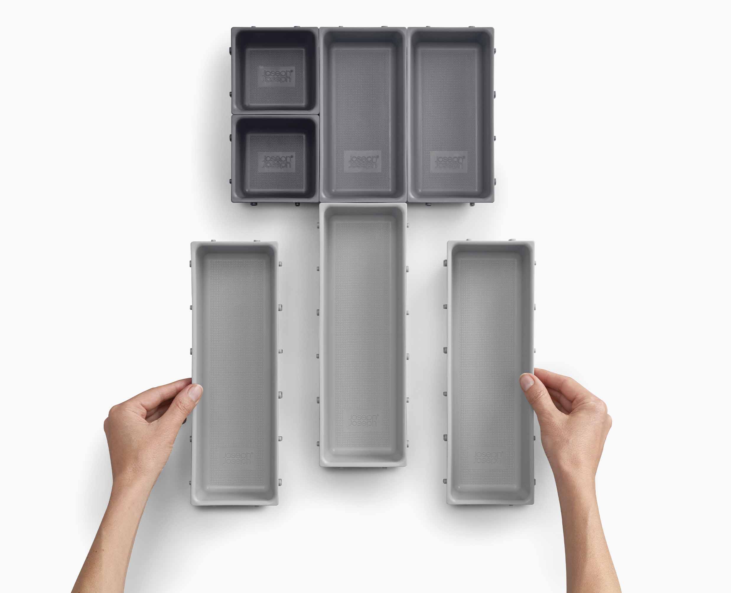 joseph-joseph-blox-7-piece-grey-drawer-organiser-set-modular-clippable image 6