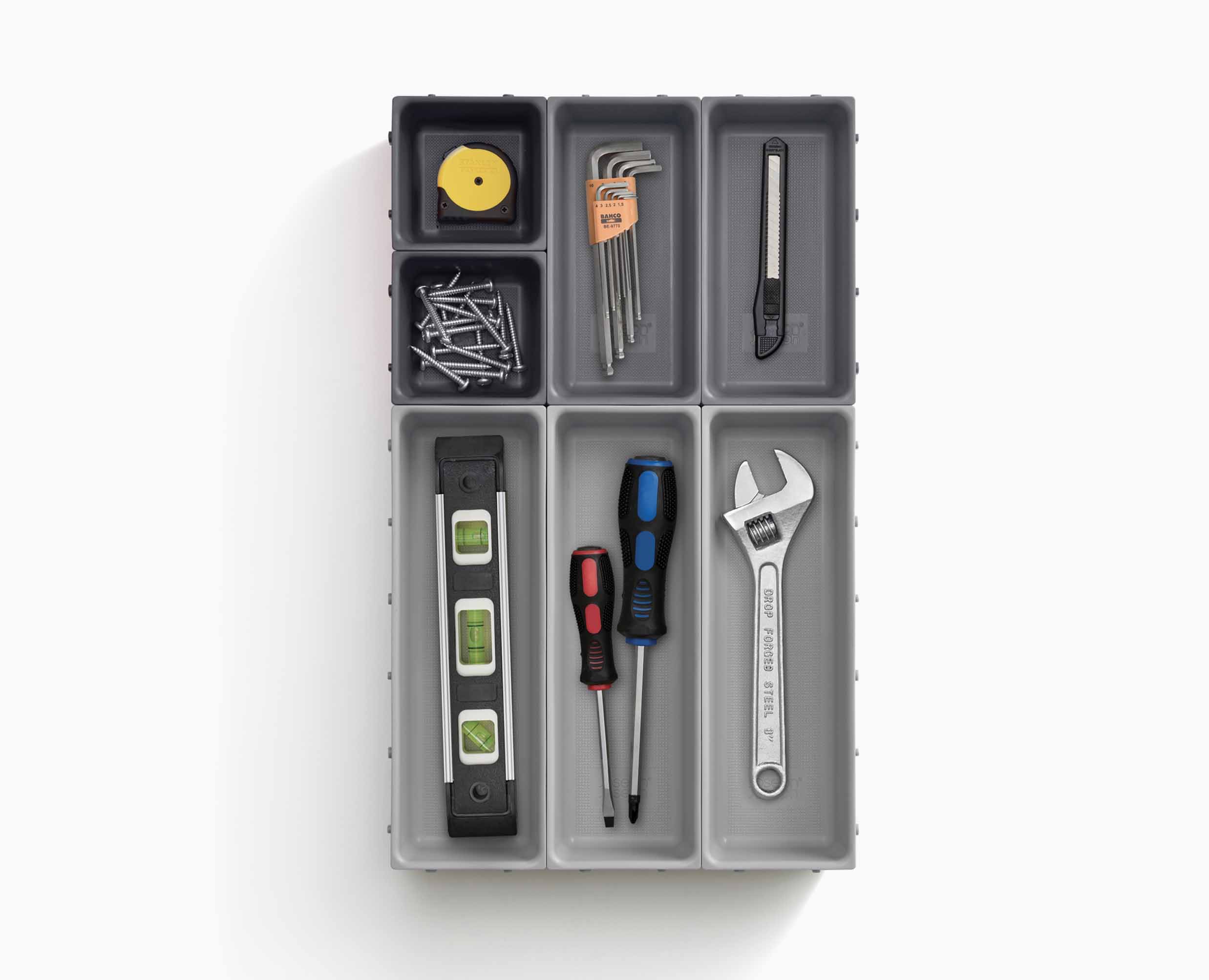 joseph-joseph-blox-7-piece-grey-drawer-organiser-set-modular-clippable image 7