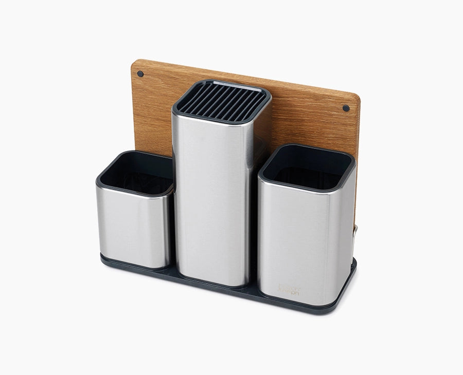 joseph-joseph-counterstore-stainless-steel-worktop-organiser-with-chopping-board image 1
