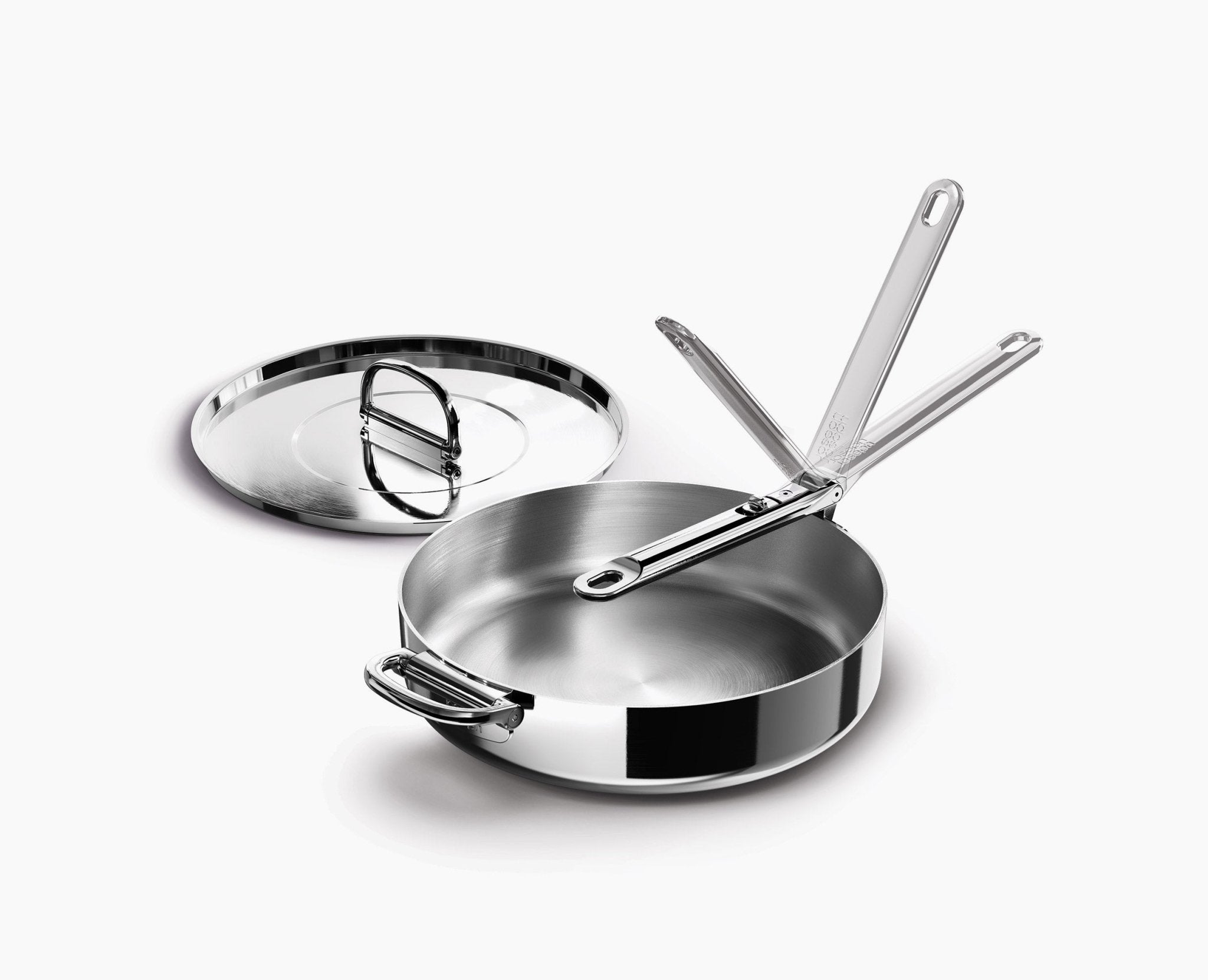 joseph-joseph-space-steel-28cm-folding-handle-saut-pan-with-lid image 1