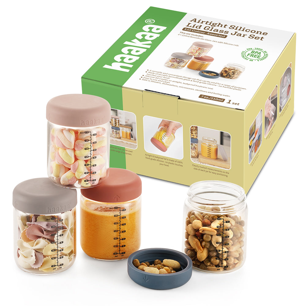 haakaa-sealed-glass-storage-jar-set-4-x-7-oz image 1