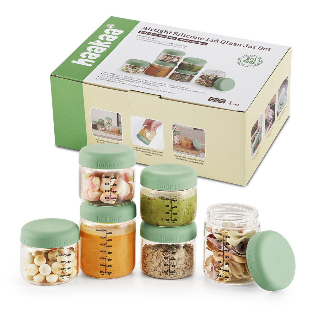 haakaa-sealed-glass-storage-jar-set-4-x-4oz-2-x-7oz-with-silicone-lids image 1